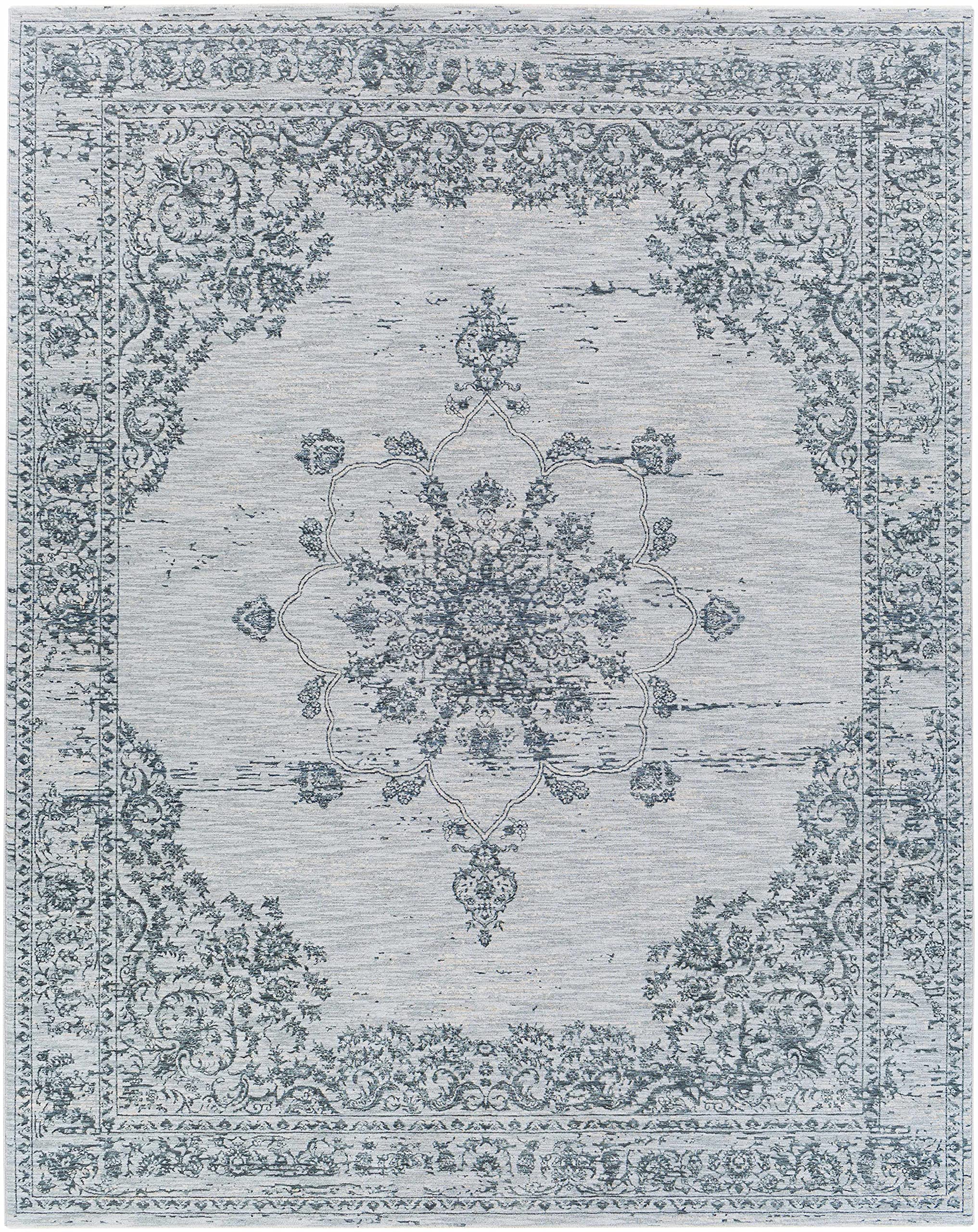 Hauteloom Wandina Traditional Beige Blue Gray Area Rug 2' x 3' - Soft Non-Slip Living Room Bedroom Rug for Home Decor, Cozy Floor Mat for Family Spaces