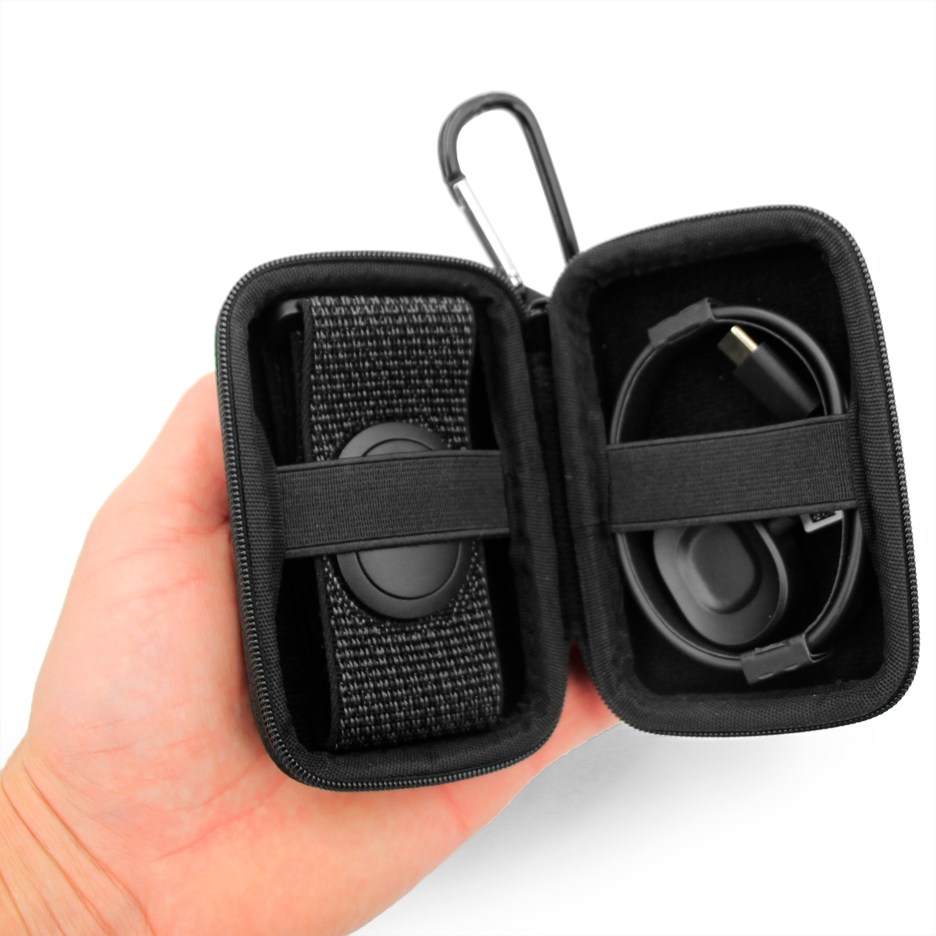 CASEMATIX Clip On Carry Case for Peloton Heart Rate Monitor Armband & Charging Adapter - Protective Storage Case Only | Perfect for Gym, Cycling & Fitness Tracking