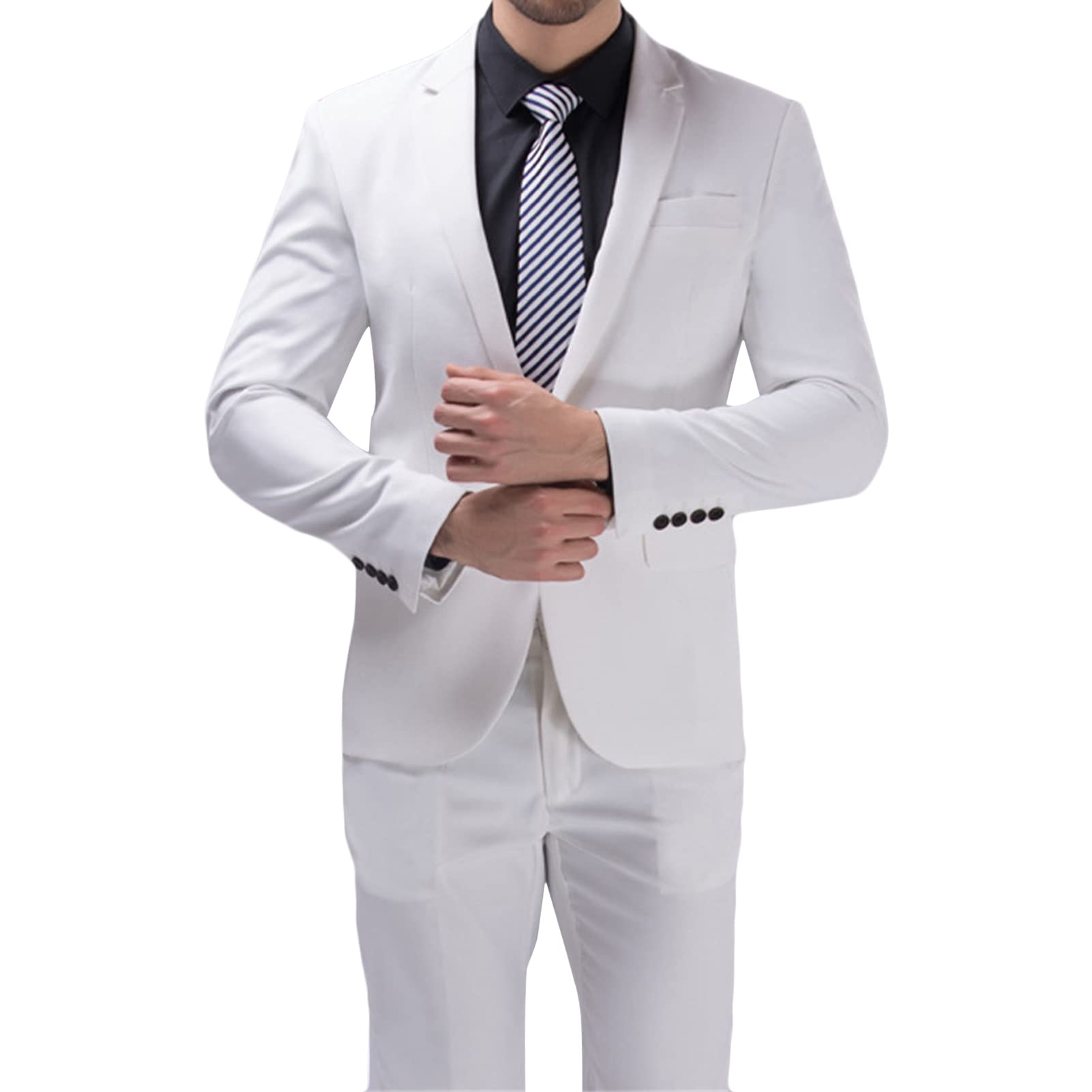 Men's Slim Fit 3 Piece Suit Set - One Button Solid Formal Wedding Tuxedo with Notch Lapel | Prom Blazer, Vest & Pants | Perfect for Weddings, Business Meetings & Special Occasions