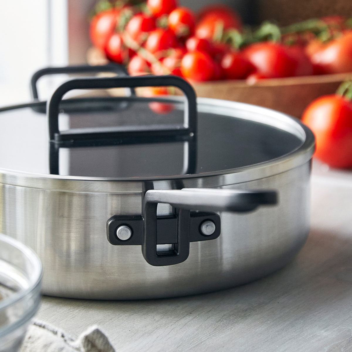Stanley Tucci™ Premium 4-Piece Stainless Steel & Ceramic Nonstick Cookware Set with Free Tucci Cookbook – Perfect for Home Chefs & Gourmet Cooking