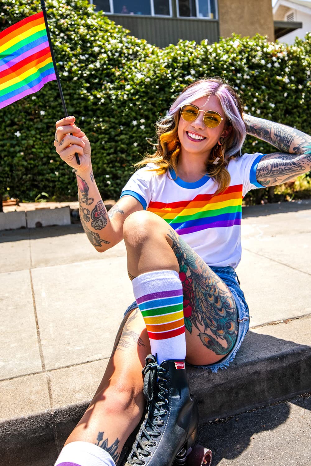 Pride Rainbow T-Shirts for Women | LGBT Gay Pride Short Sleeve Shirts | Tipsy Elves Collection | Perfect for Pride Parades, Festivals & LGBTQ+ Events