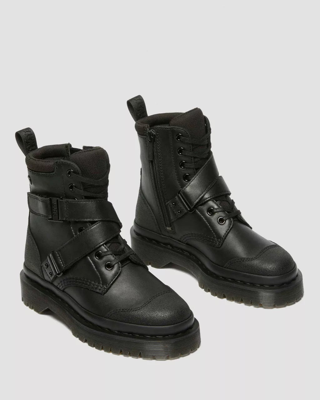 Dr. Martens 1460 Bex Tech Strap Leather Boots for Men & Women - Chunky Sole Ankle Boots for Punk, Gothic & Workwear Fashion