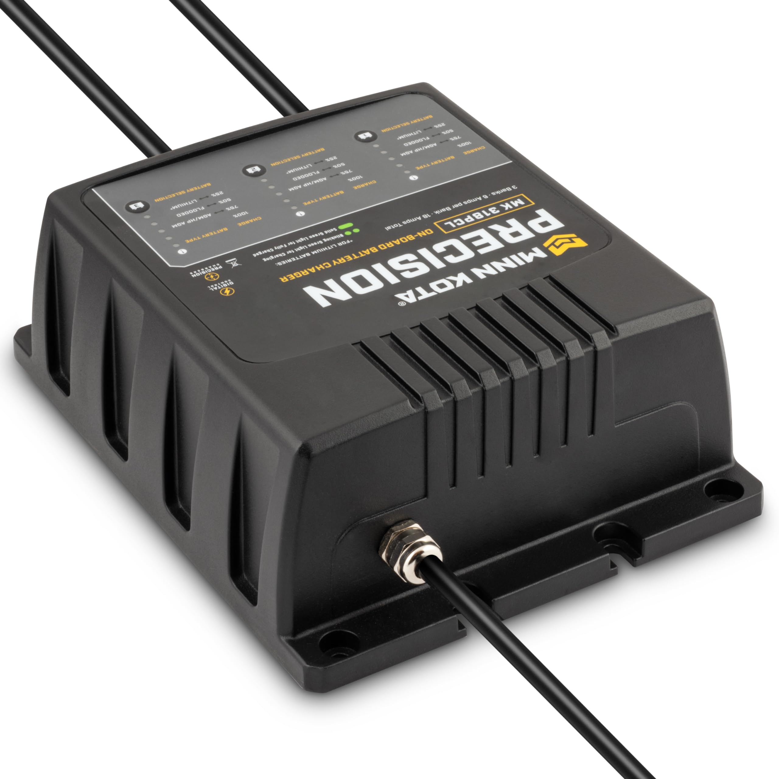 Minn Kota Precision Charger MK 318 PCL - 3 Bank 6 Amp Marine Battery Charger for Boats, Trolling Motors & Watercraft | Onboard Charging System for Deep Cycle & AGM Batteries