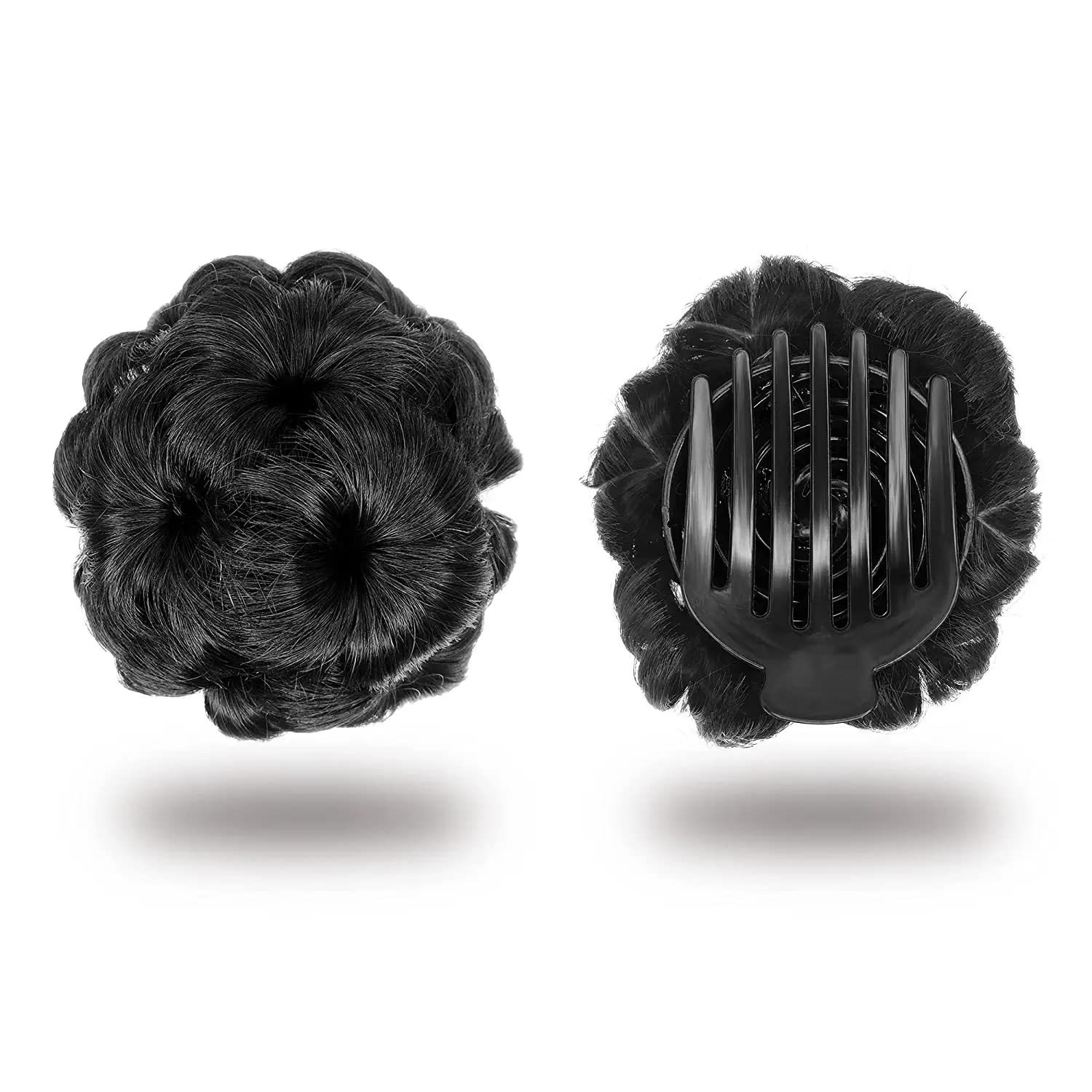 BLUSHIA Synthetic Hair Bun Extension for Women - Natural Looking Black Juda Hairpiece for Updos & Special Occasions