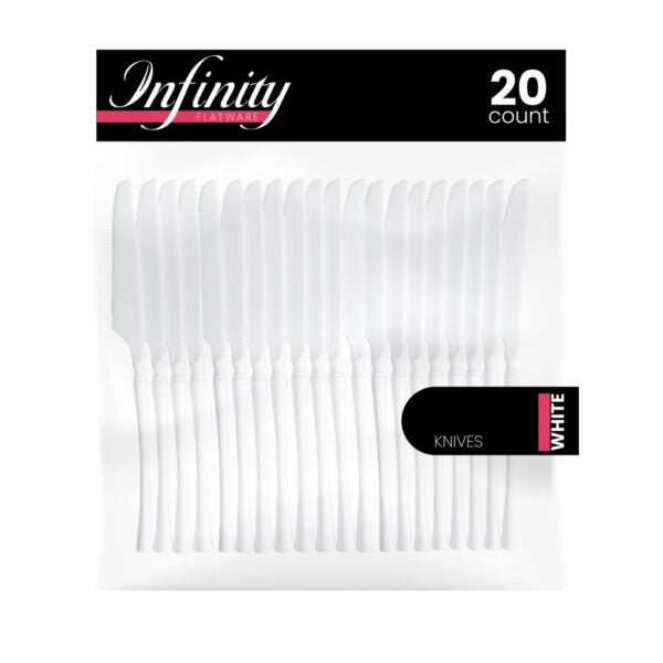 Premium Infinity Collection White Flatware Set - 20-Piece Stainless Steel Cutlery for Dining, Parties & Everyday Use