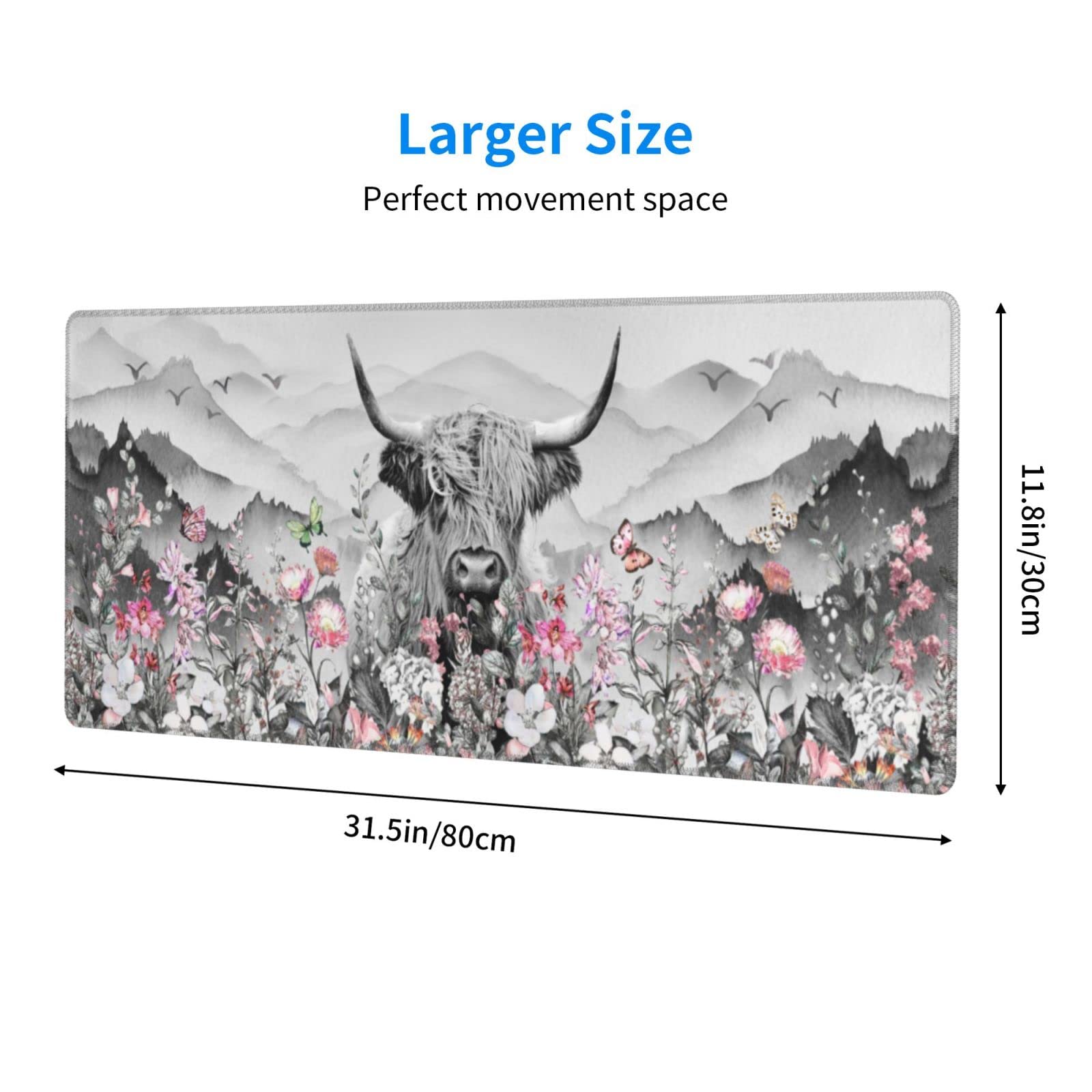 Premium Highland Cow Design Extended Gaming Mouse Pad - Extra Large (31.5