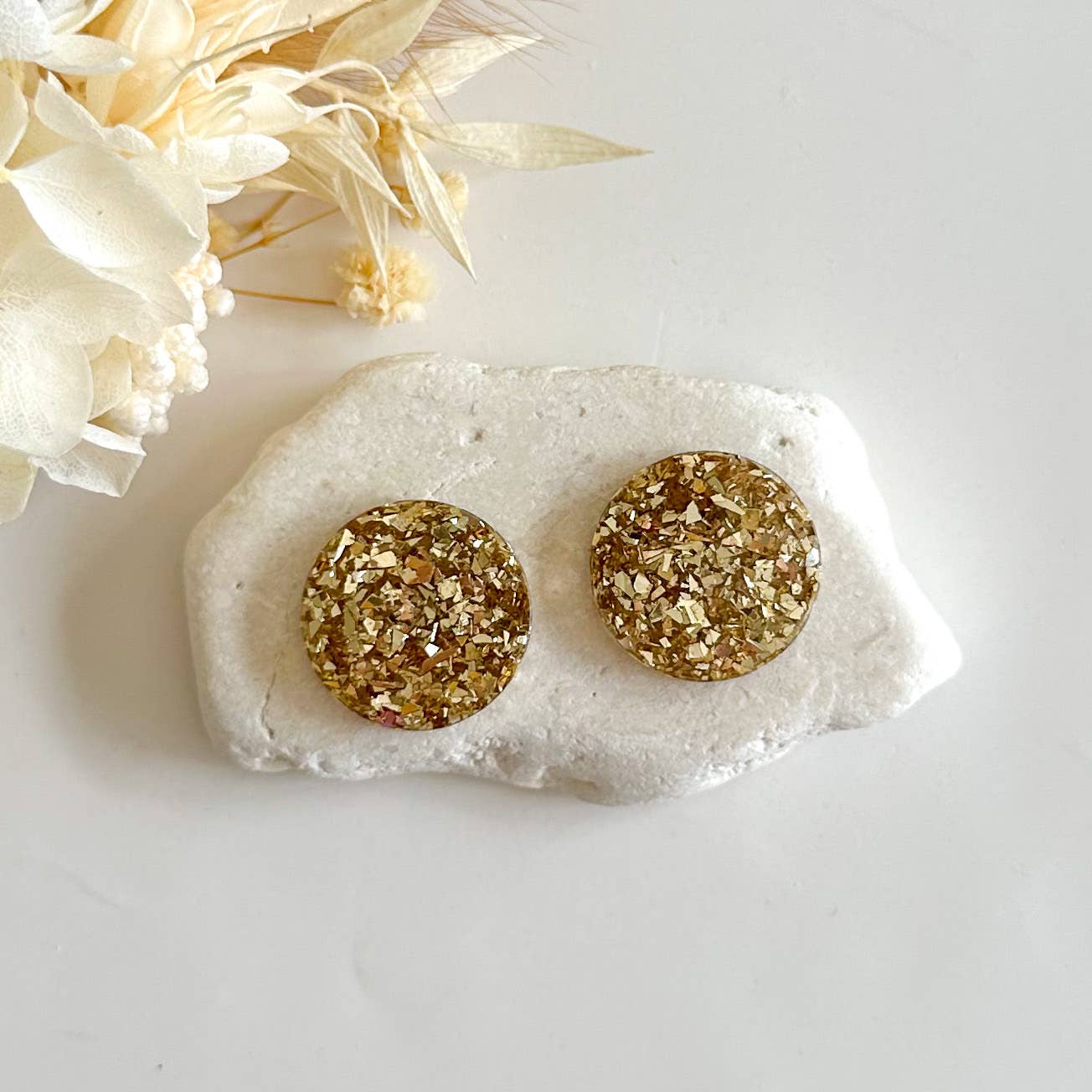 Sparkling Resin Stud Earrings with Glitter - Small & Bright for Women | Perfect for Parties, Weddings, and Everyday Wear
