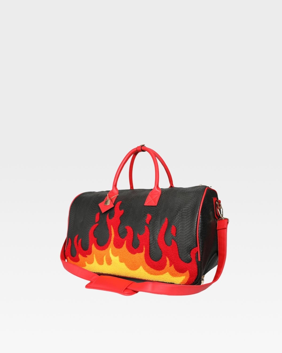 Exclusive Red Fire Backpack & Rolling Duffle Set - Water-Resistant Travel Luggage Combo for School, Gym, Camping & Outdoor Adventures