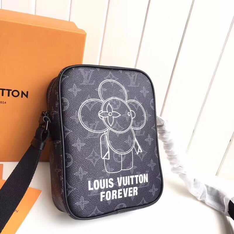 Louis Vuitton LV Danube PM Crossbody Bag Monogram Eclipse Canvas - Stylish & Durable for Work, Travel & Everyday Use