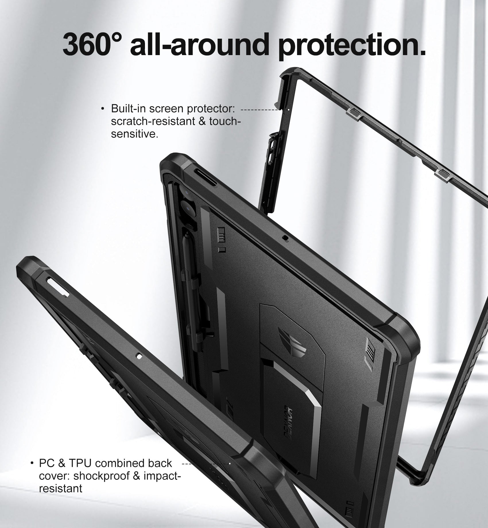 Durable Shockproof Samsung Galaxy Tab S9 FE Plus Case with Built-in Screen Protector, Kickstand & S Pen Holder - Perfect for Work, Travel & Outdoor Use