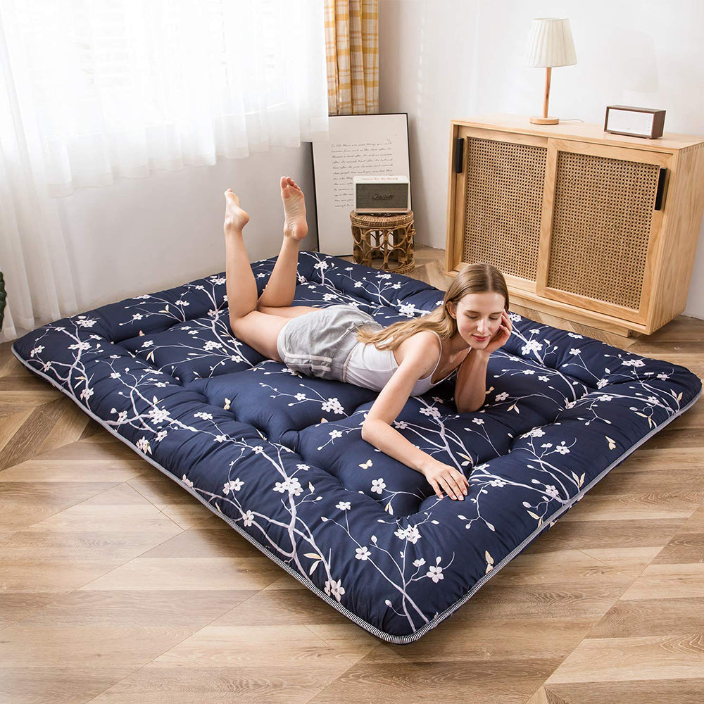 MAXYOYO Floor Mattress - Japanese Style Printed Futon for Bedroom, Guest Room & Travel | Comfortable Foldable Floor Sleeping Pad for Adults & Kids