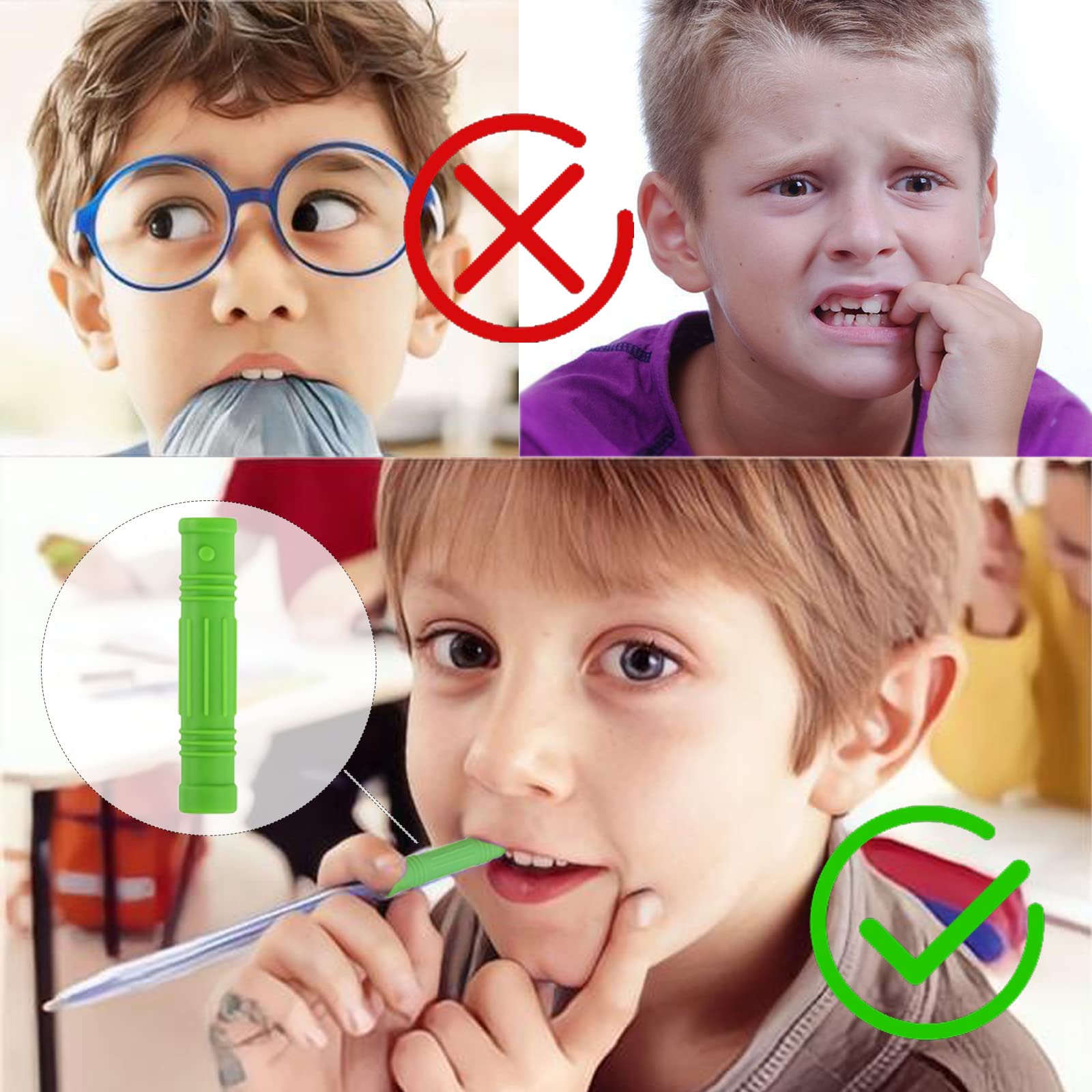 8 Pack Silicone Pencil Toppers for Chewing - Sensory Chewable Pencil Toppers for Anxiety Relief, ADHD, Autism & Special Needs - Biting Aid for Kids & Adults (Classroom, Office, Study Use)