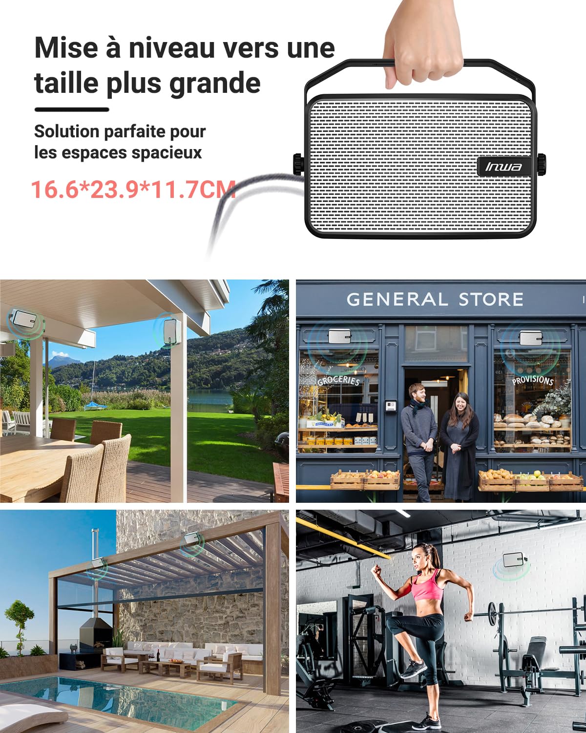 IPX5 Waterproof Outdoor Bluetooth Wall Speaker - Powerful Audio with Deep Bass, 100 Speaker Sync (White, MZ621) - Perfect for Pool Parties, Backyard BBQs & Patio Entertainment