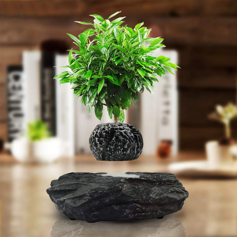 Magnetic Floating Flower Pot - Levitating Air Bonsai Planter with Creative Design for Home & Office Decor - Unique Gift Idea for Plant Lovers (Black) | Perfect for Modern Living Rooms, Office Desks, and Zen Spaces