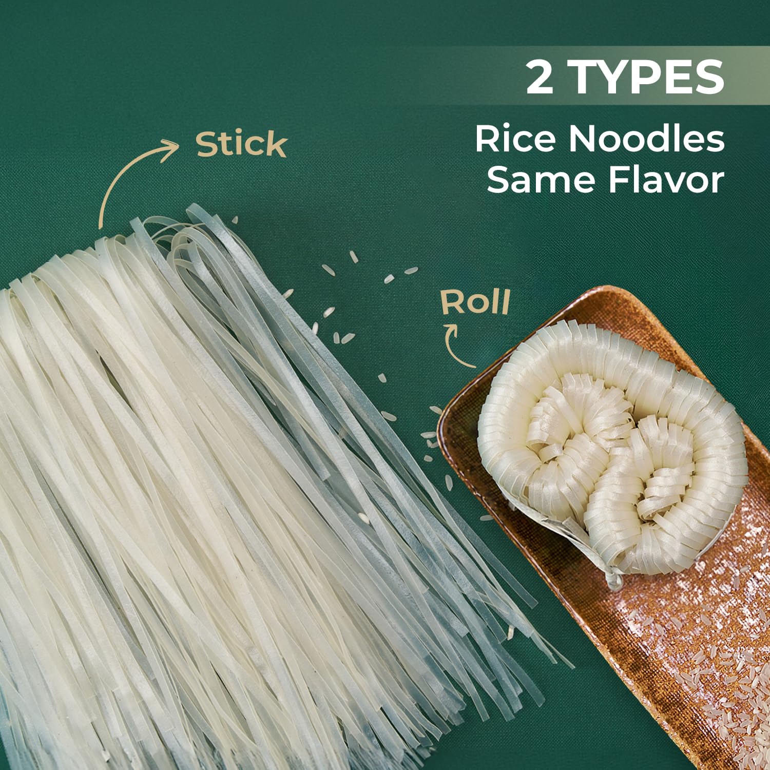 VUONG MART 21.2 Oz Vietnamese Rice Noodles - Organic Vegan Gluten-Free Low Calorie No Preservative Healthy Asian Noodles | Perfect for Stir Fry, Hot Pot, Soup & Salad | 3 Rolls per Pack (600g) | Authentic Pho & Spring Roll Ingredient