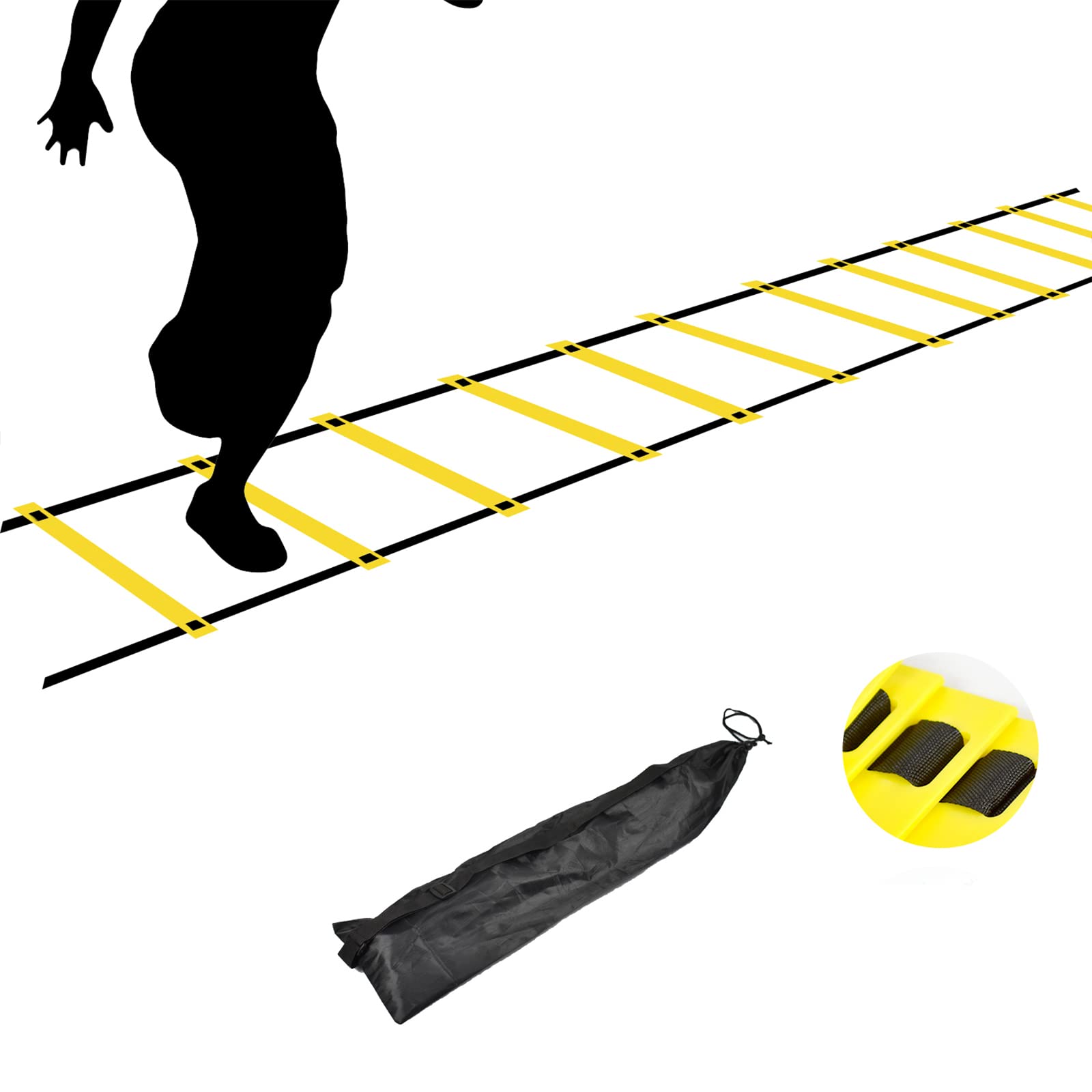 ASENVER Agility Ladder - Speed Training Equipment for Football, Soccer, Basketball & Fitness - Footwork Drill Ladder with Carry Bag - Perfect for Home Gym, Outdoor Sports & Athletic Training