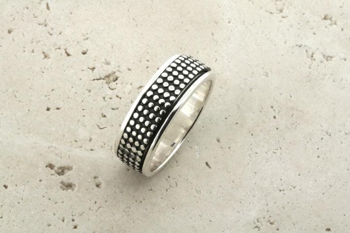 Sterling Silver Grid Swivel Ring - Elegant Adjustable Jewelry for Women, Perfect for Everyday Wear & Special Occasions