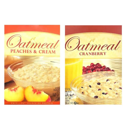 HealthyWise High Protein Oatmeal - Peaches & Cream and Cranberry Flavors | 15g Protein per Serving | Low Calorie, High Fiber, Low Sugar, Low Fat | Ideal Protein Compatible | 7 Servings per Box (2 Pack) | Perfect for Breakfast, Post-Workout Recovery & Healthy Snacking