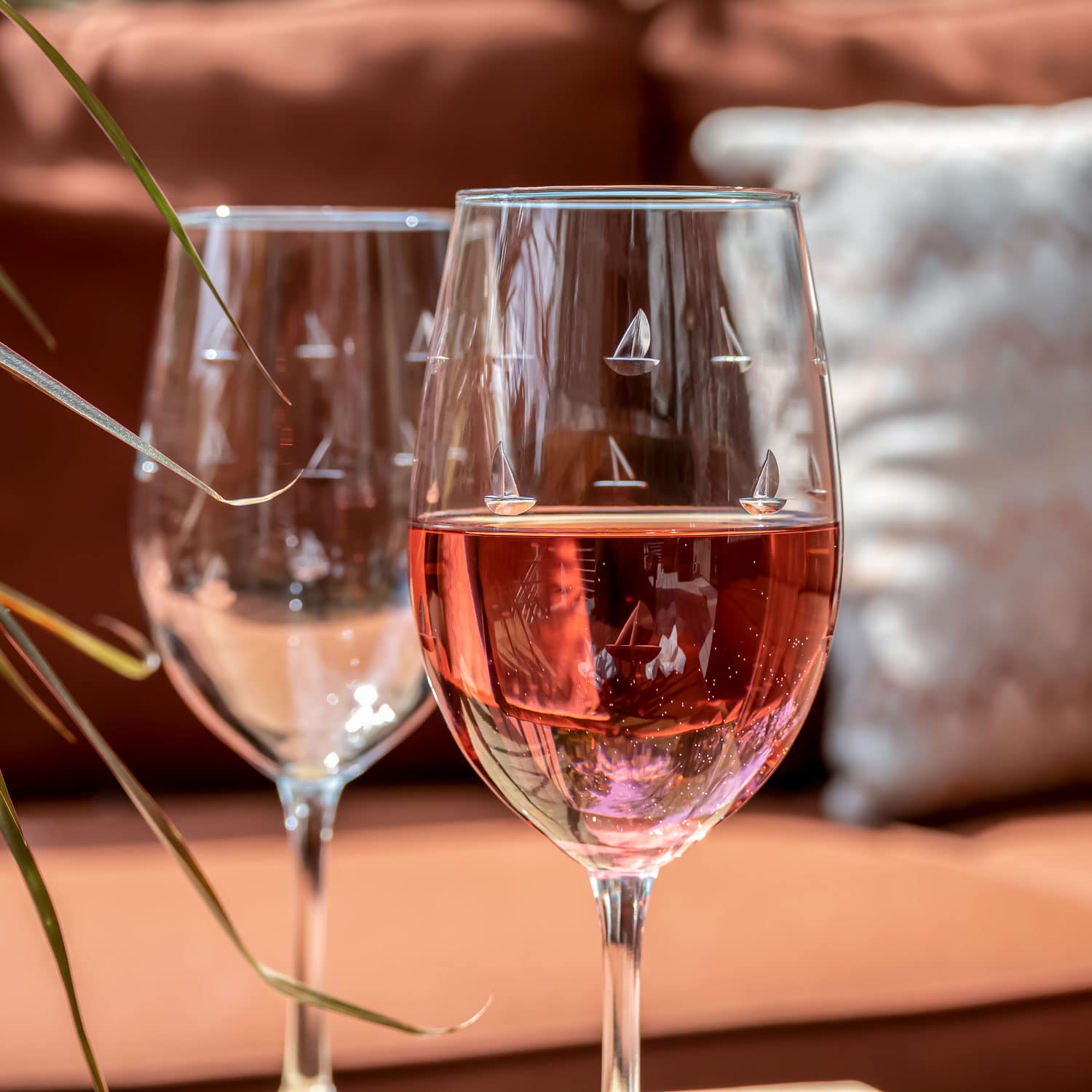 Premium Rolf Glass Sailing All-Purpose Wine Glasses - Set of 4 (18oz Each) | Lead-Free Crystal Clear Glassware | Engraved Large Wine Cups | Made in USA | Perfect for Red Wine, White Wine, Cocktails & Entertaining