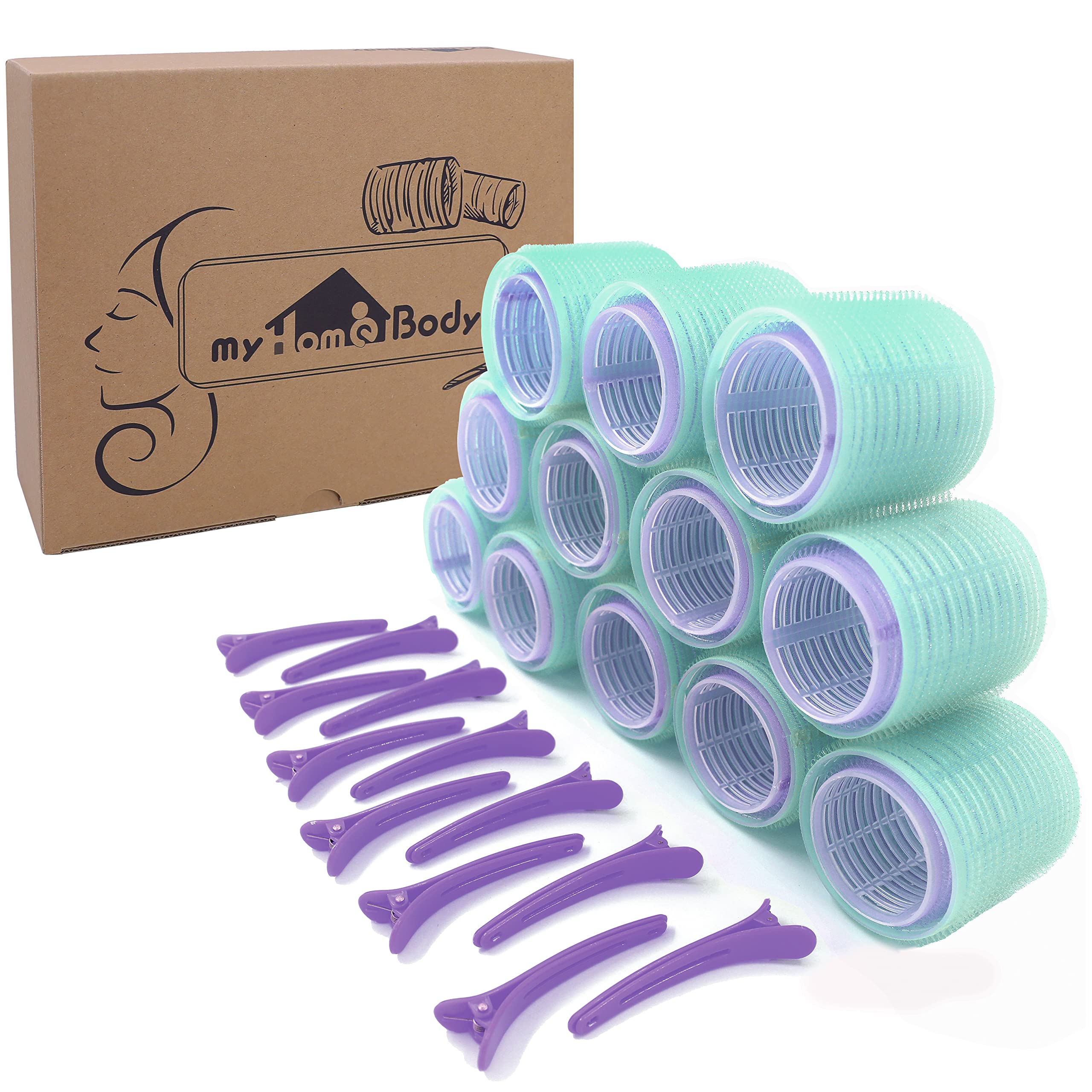 Self Grip Hair Rollers Set - 36pc XL & Jumbo Hair Curlers with Duckbill Clips for Long Hair | No Heat Hair Styling Tools for Voluminous Curls & Waves | Perfect for Home, Salon, Wedding & Party Hairstyles