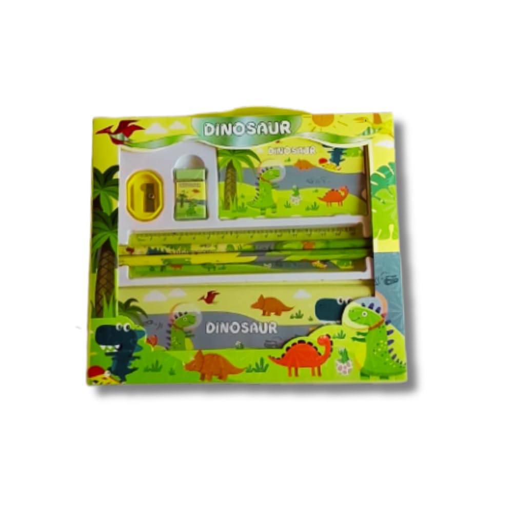 Dino Space Themed Stationery Kit for Kids - Pencils, Notebook, Eraser & Sharpener Set | Perfect for School, Birthday Gifts & Party Favors | Fun Learning & Writing Supplies for Boys & Girls