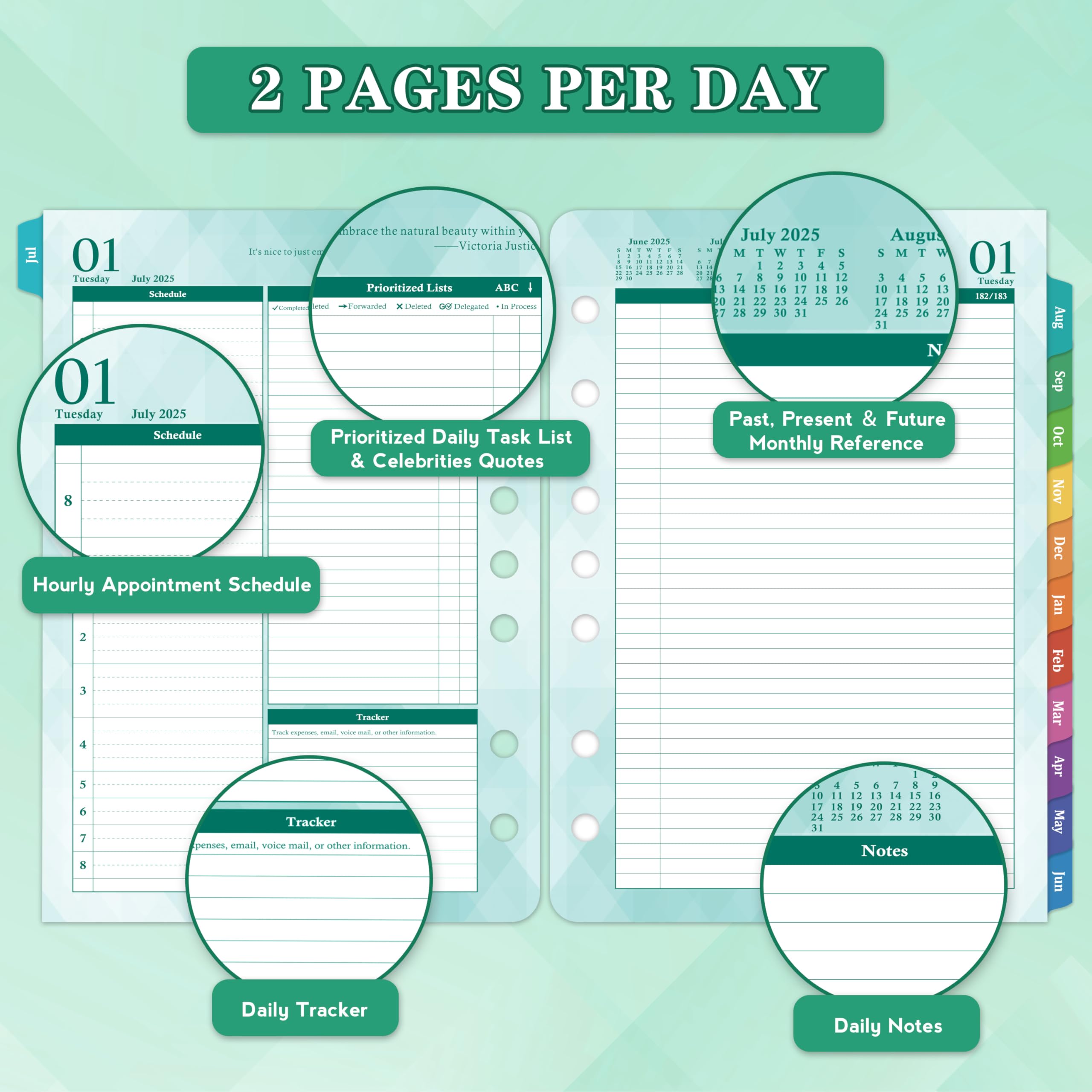 2025-2026 Planner Refills - July 2025 to June 2026 Daily & Monthly Organizer | 5.5