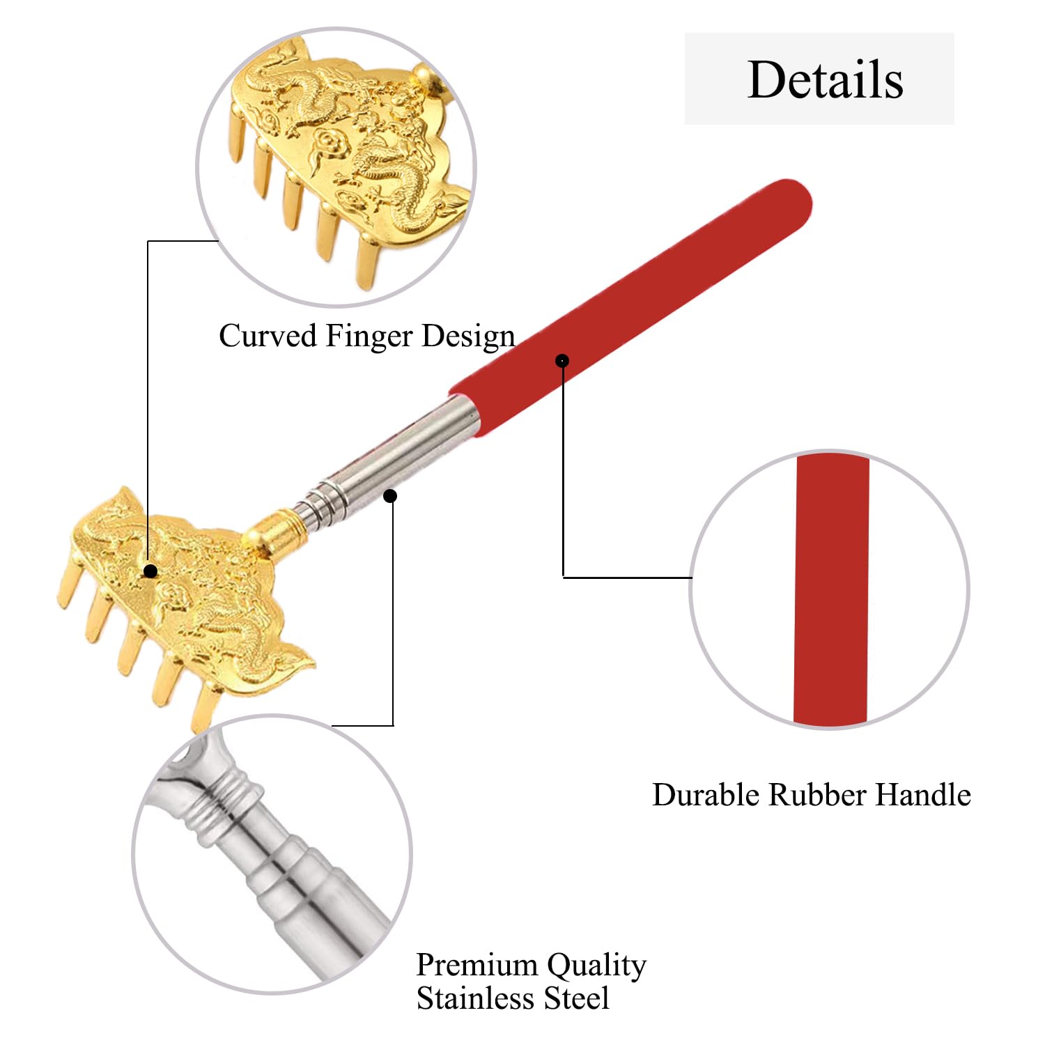 Extendable Back Scratcher - Stainless Steel Telescopic Massage Tool (8.66-23.23 Inches) 2-Pack for Itch Relief & Back Pain - Perfect for Home, Office & Travel Use