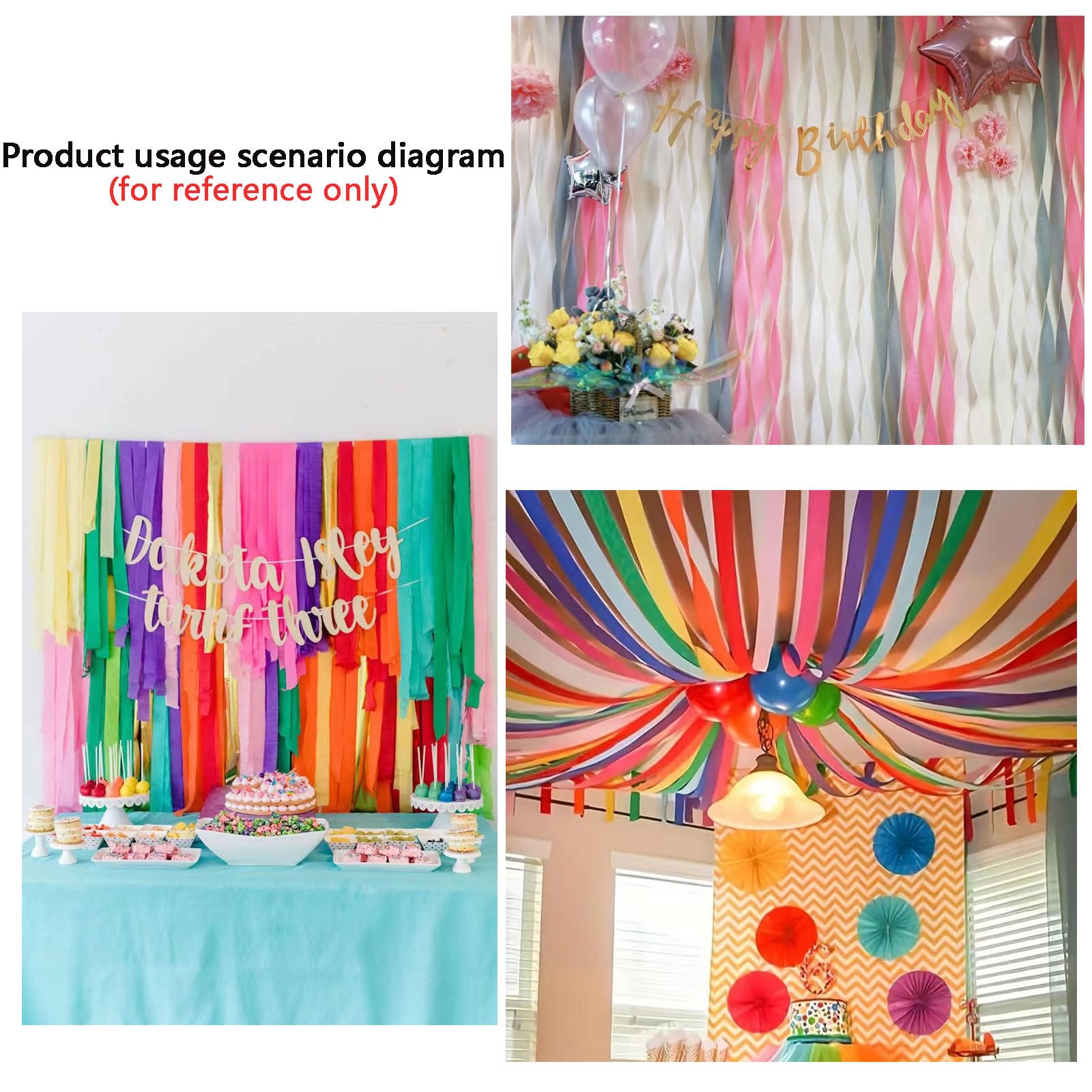 We Moment 1.8 Inch Wide Red & White Crepe Paper Streamers - 6 Rolls (82 Feet Each) for Birthday, Wedding & Party Decorations | Perfect for Ceiling Decor, Photo Backdrops & Festive Events