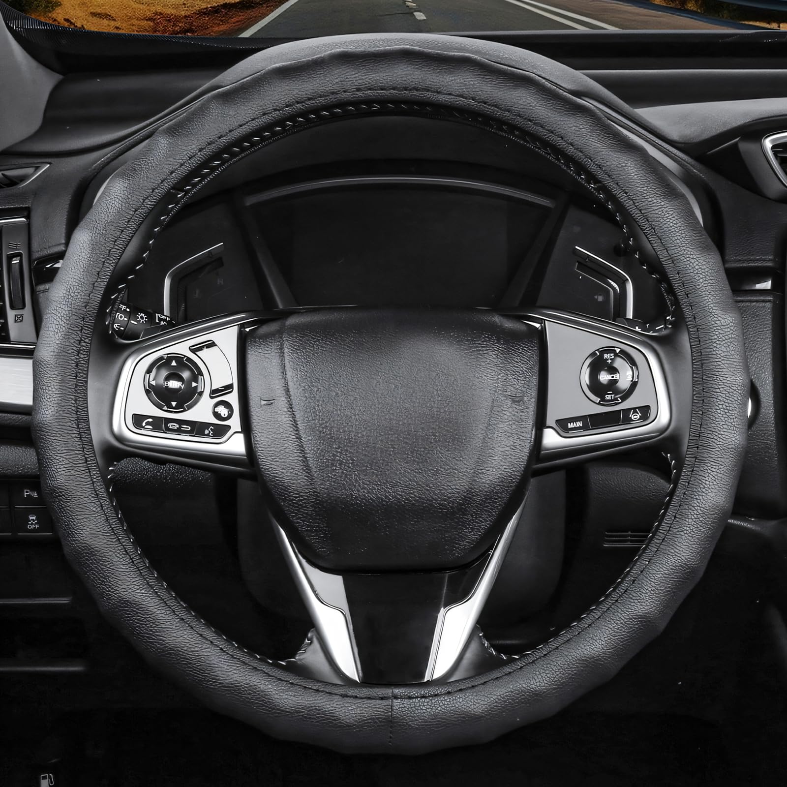 Premium 3D Textured Anti-Slip Steering Wheel Cover for Men - Soft, Breathable & Universal Fit (14.5-15 Inches) - Perfect for SUV, Jeep, Van, Sedan & Daily Commuting