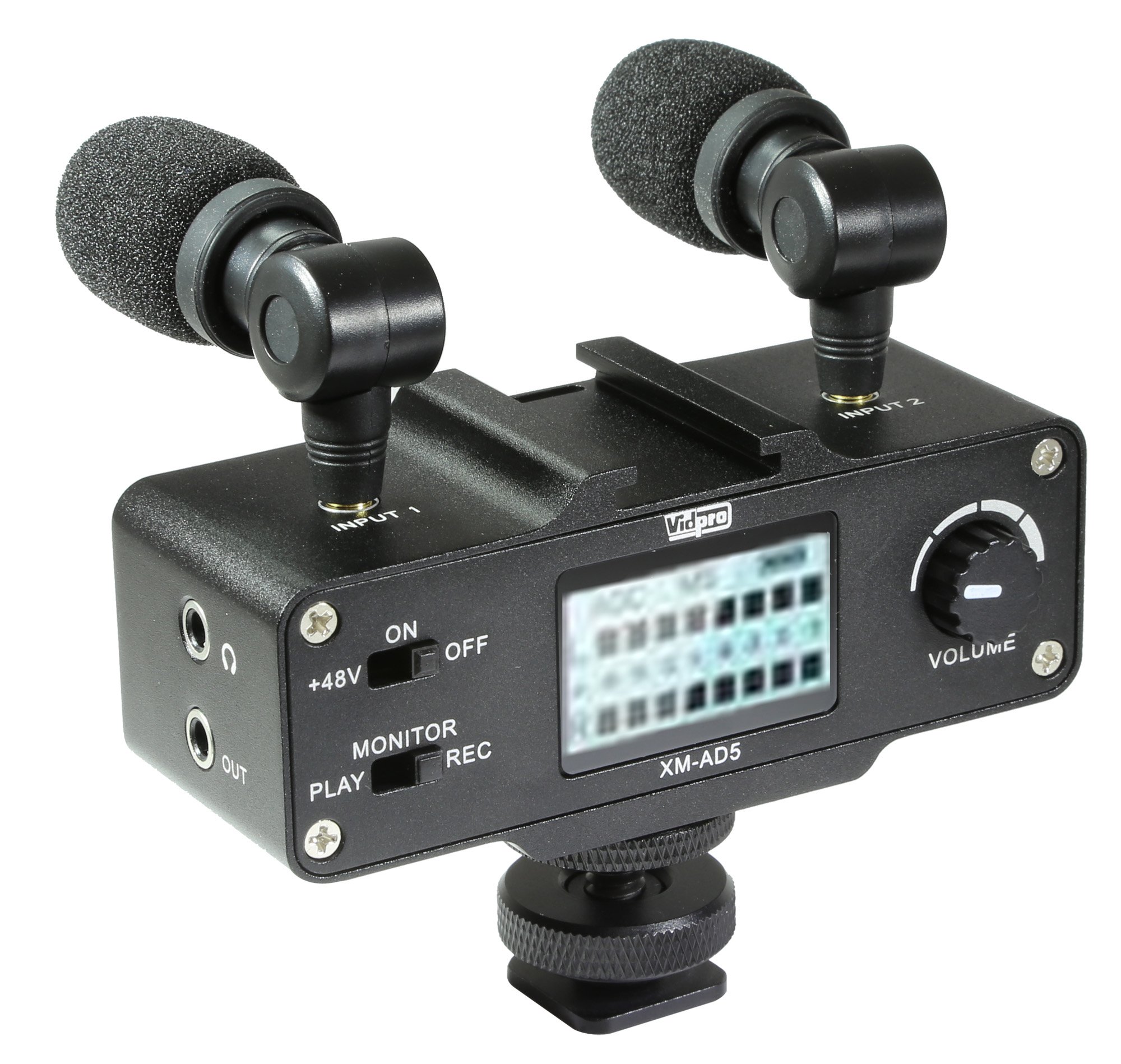 Vidpro XM-AD5 Mini Pre-Amp Smart Mixer with Dual Condenser Microphones - Compatible with DSLR Cameras, Video Cameras & Smartphones - Perfect for Podcasting, Live Streaming & Video Recording