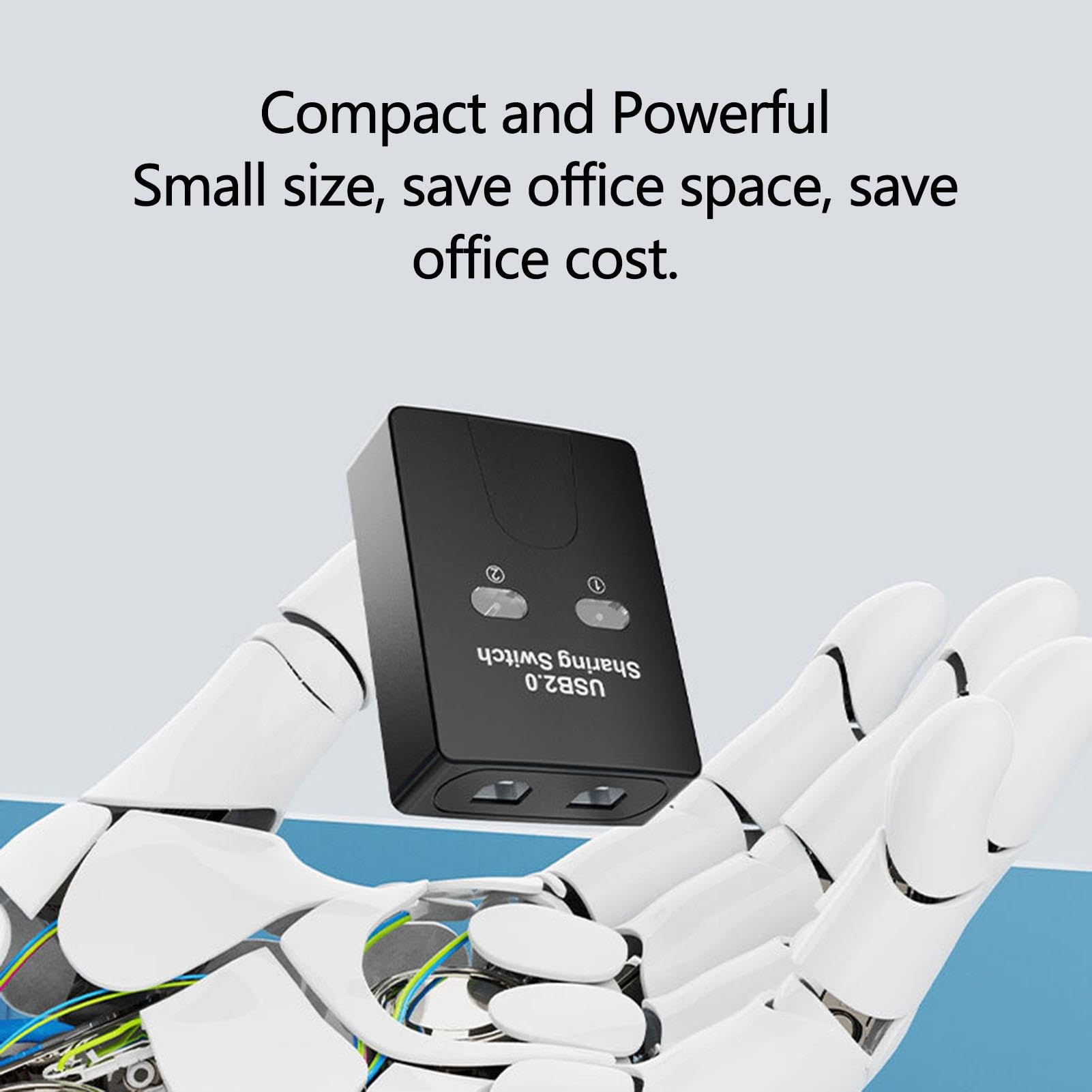 2-Port USB 2.0 Printer Sharing Hub - Compact USB Switch Box for Multiple Computers, Space-Saving Device Sharing Solution (Black, 2.95x2.17x0.98 inch) - Ideal for Home Office, Small Business & Multi-PC Workstations