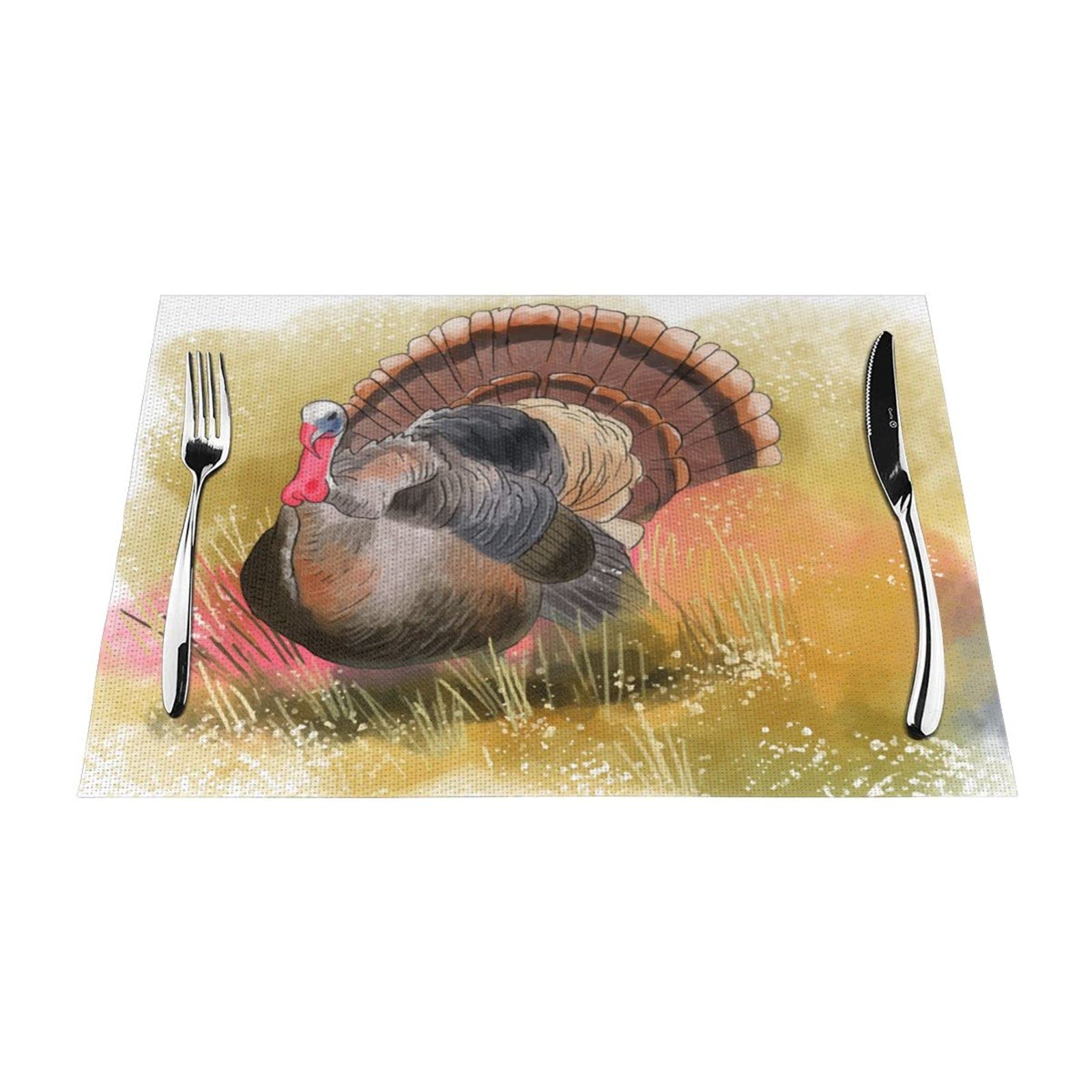 Wild Turkey Bird Table Mats Set of 6 - 12