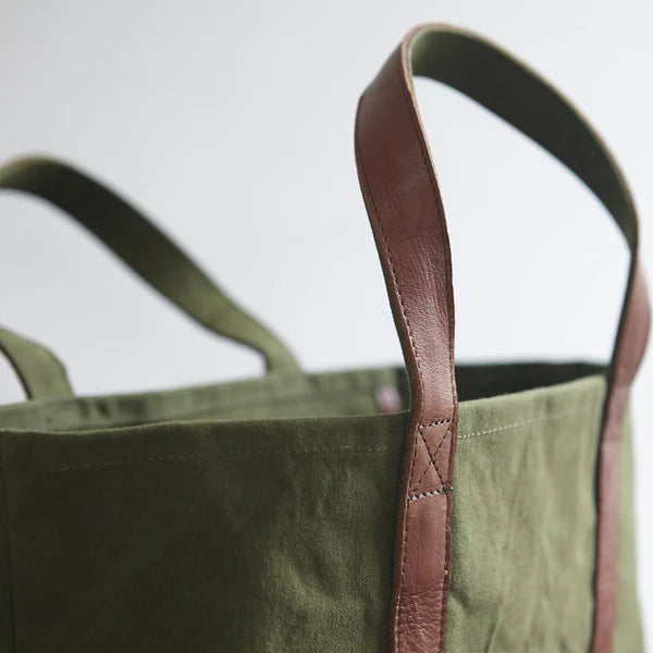 Kurashiki Hampu Canvas Tote Bag - Premium Japanese Cotton Ash Gray Shoulder Bag for Women | Eco-Friendly Shopping, Beach, Work & Travel Tote