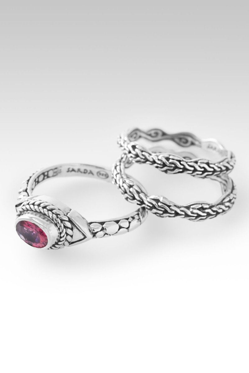 Pink Tourmaline Ring Set of 3 - Elegant Stackable Rings for Women | Perfect for Valentine's Day, Anniversary Gifts & Everyday Wear