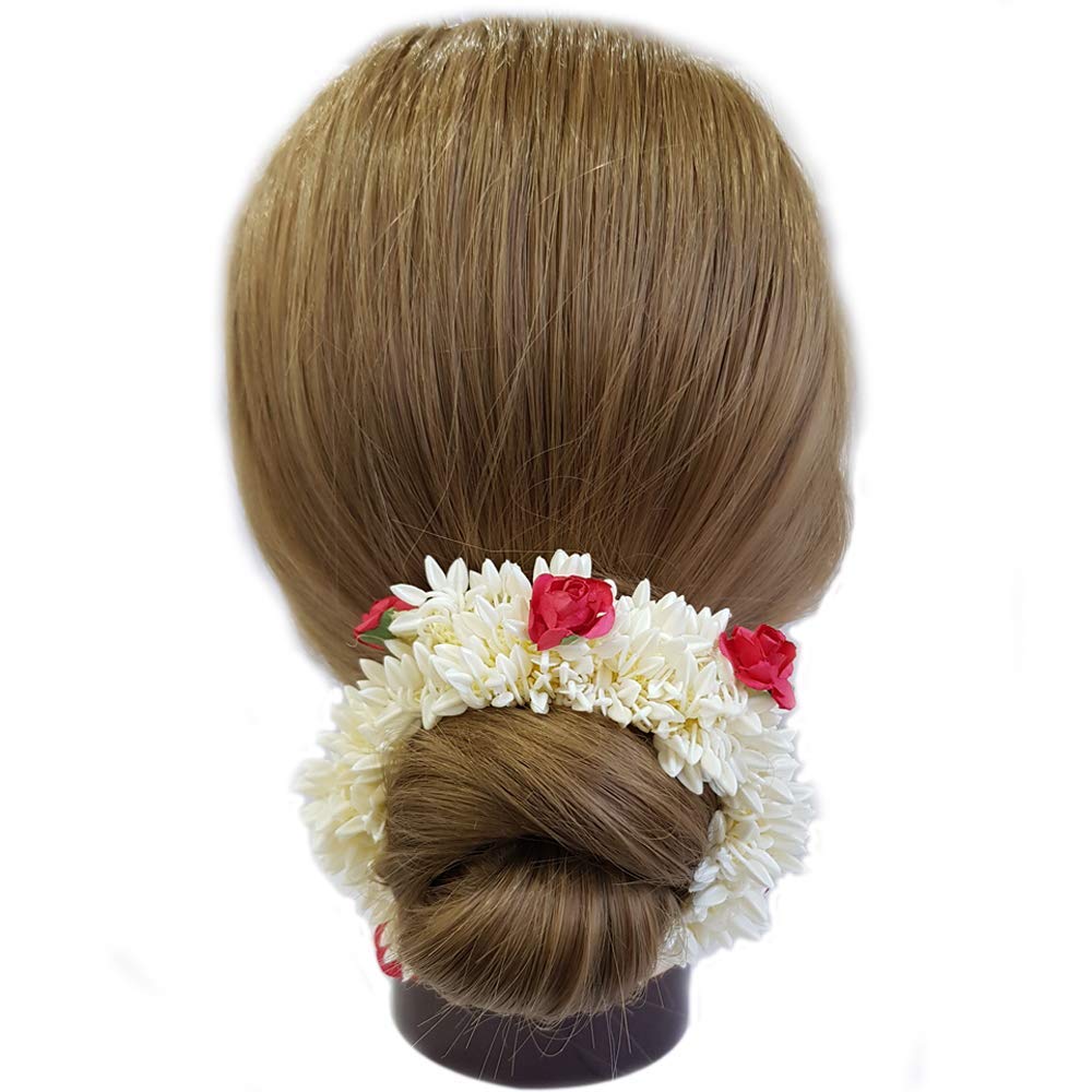 Ustore21 Mogra Rubber Band Gajra Hair Accessories - White Floral Hair Jewelry for Women (Pack of 2) | Perfect for Weddings, Parties & Traditional Functions