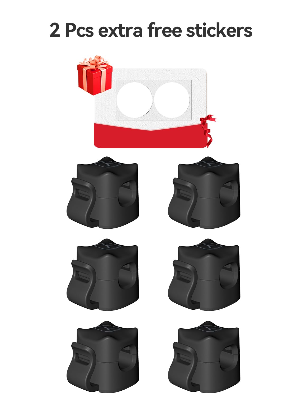 6-Pack Adhesive Cable Clips - Cord Organizer for Desk, Nightstand & Wall - Stable Wire Management for Charging Cables - Perfect for Home Office, Gaming Setup & Bedroom Organization (Black)