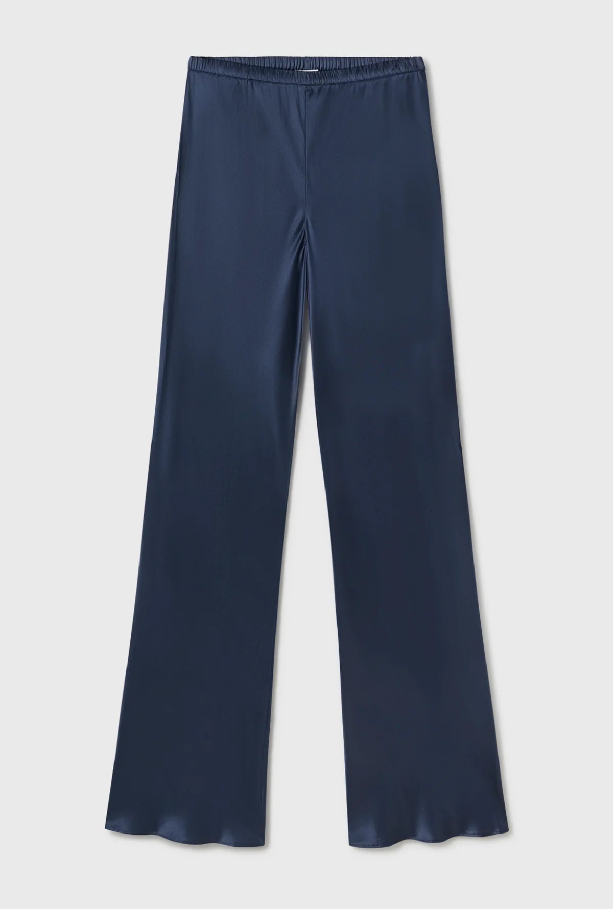 Bias Cut Pants for Women - High Waist Midnight Blue Wide Leg Trousers for Office, Casual & Evening Wear