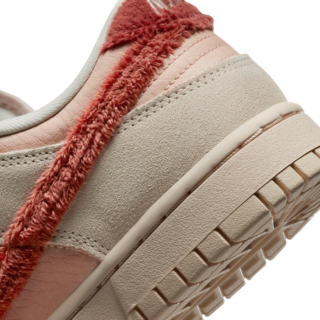 Nike Women's Dunk Low Sneakers - Terry Swoosh Shimmer Mars Stone Sanddrift DZ4706-200 | Casual Fashion Shoes for Women | Perfect for Streetwear, Gym & Everyday Wear