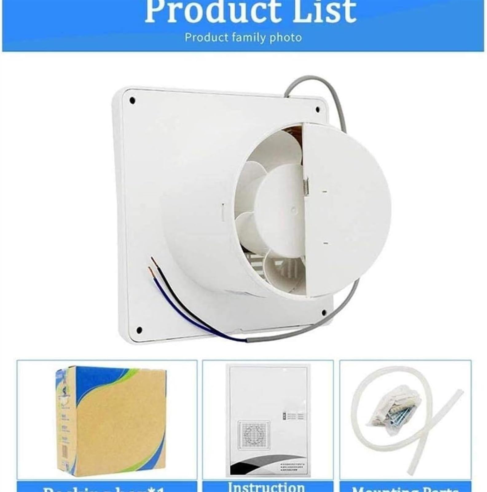 5 Inch Wall Mounted Exhaust Fan - KRHINO Bathroom & Room Ventilation Fan with Integrated Ceiling Installation - Perfect for Bathrooms, Kitchens, and Small Spaces