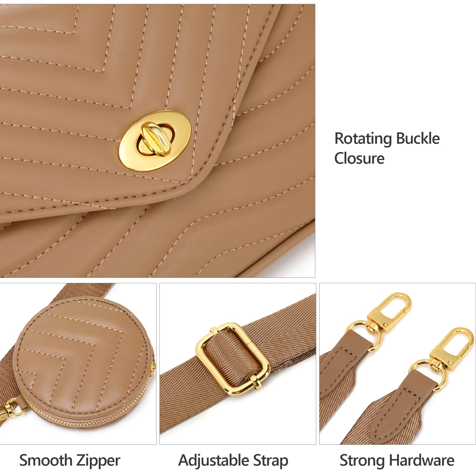 JEEHAN Quilted Crossbody Bags for Women - Stylish Designer Shoulder Handbag Small Purse - Perfect for Everyday Use, Travel & Shopping
