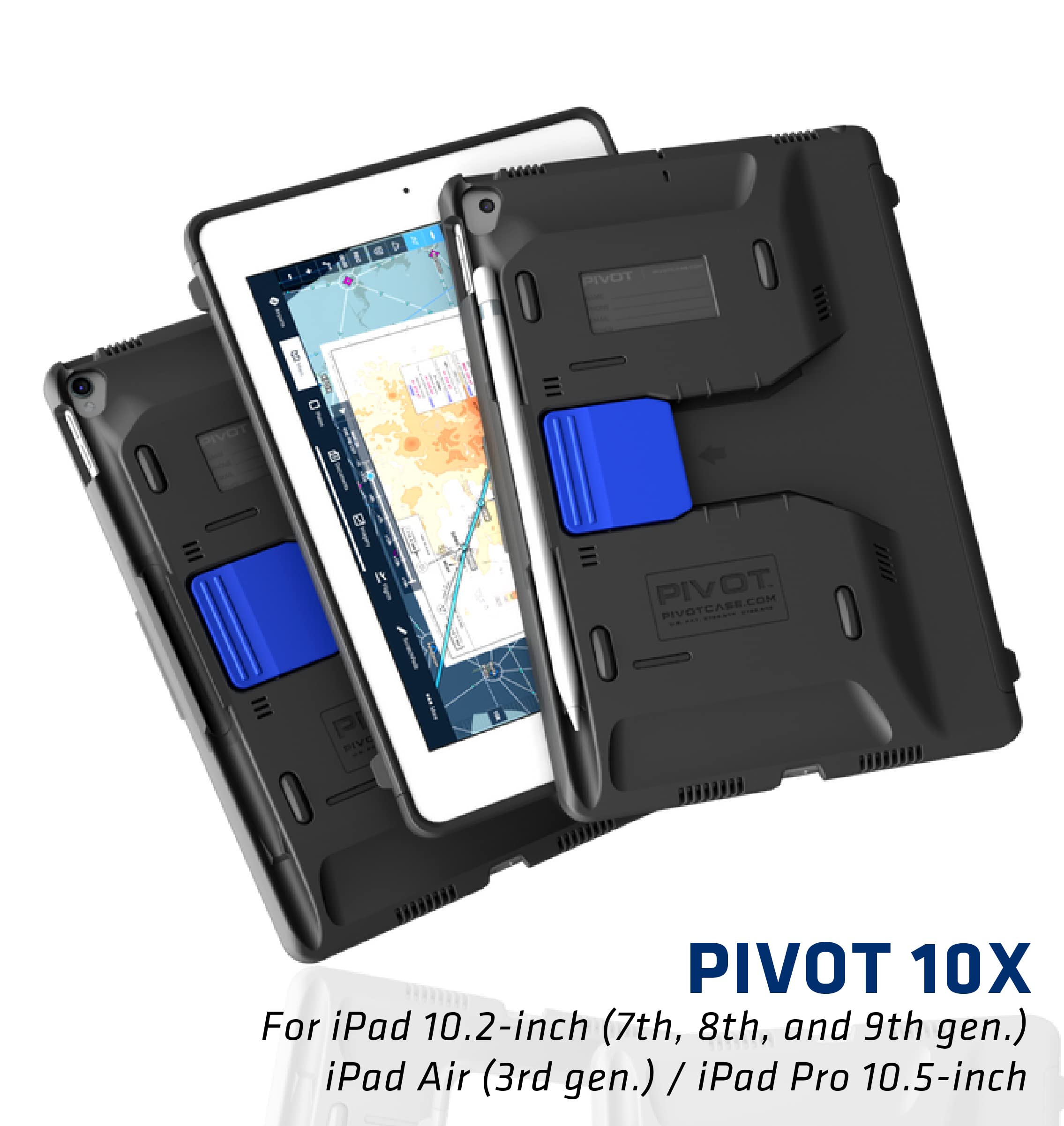 PIVOT 10X Tablet Case for iPad Pro 10.5, iPad 9th/8th/7th Gen & iPad Air 3 - 360° Rotating Protective Cover with Stand - Perfect for Pilots, Aviation Professionals & Travel Use - Sleek Black Design
