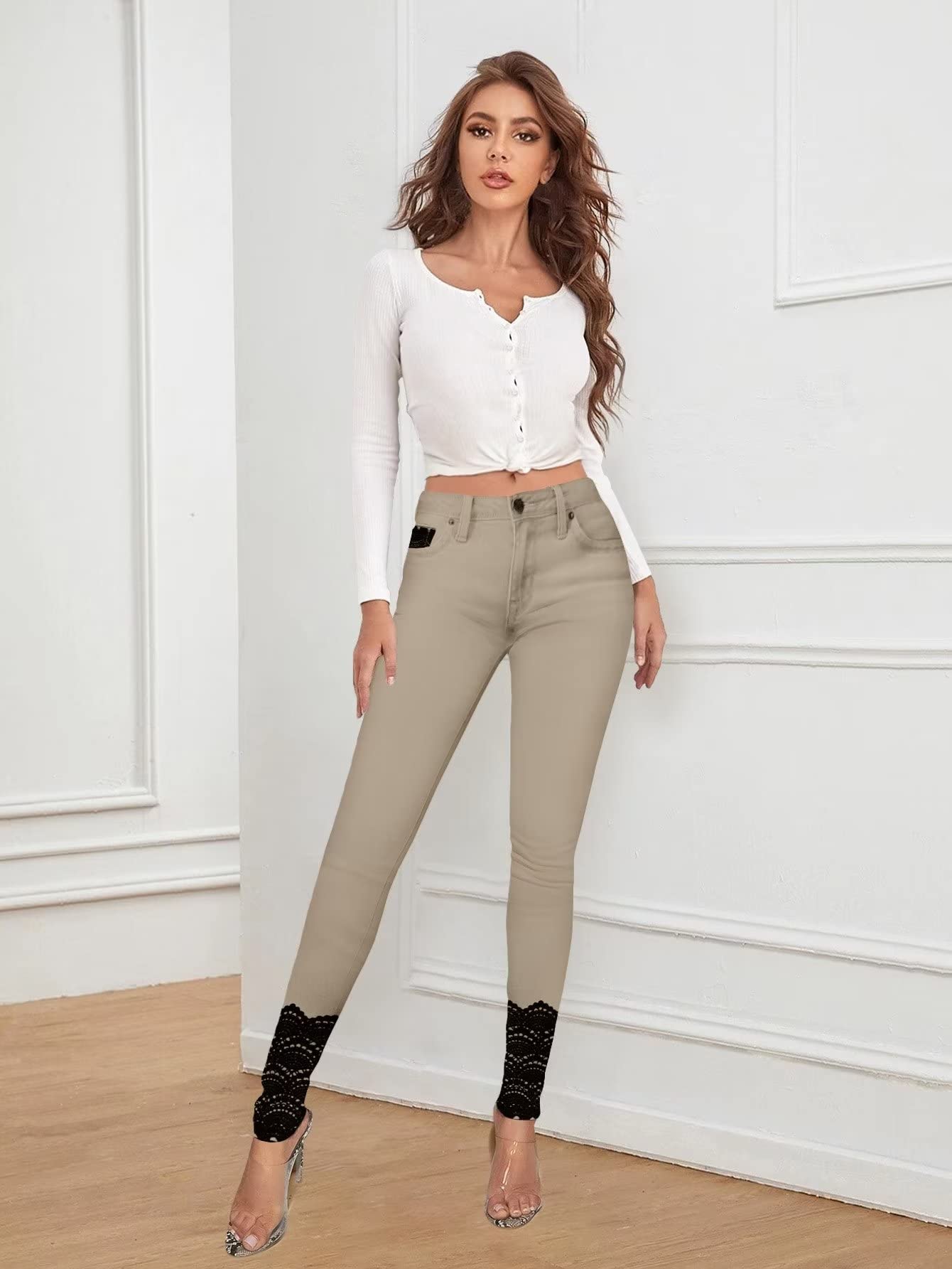 Hybrid & Company Women's Butt Lift Super Comfy Stretch Ripped Skinny Jeans - High Waisted Slim Fit Denim Pants for Casual Wear & Night Out