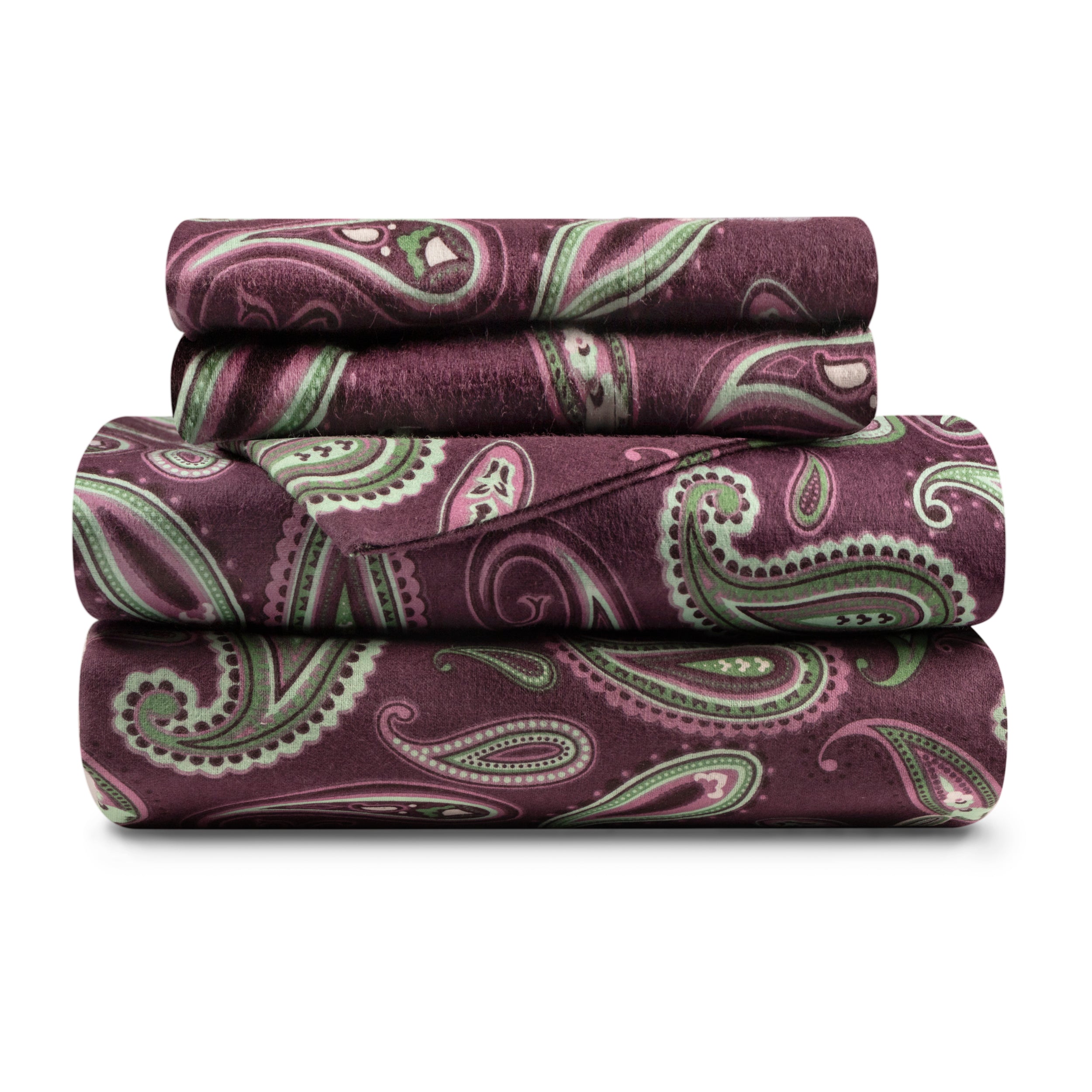 Soft Flannel Cotton Floral Paisley Bed Sheet Set with Deep Pockets - Queen Size, 4-Piece Set for Cozy Winter Nights & Guest Room Comfort
