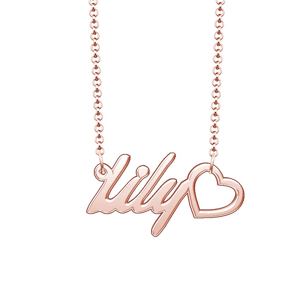 Personalized Rose Gold Plated Heart Pendant Necklace with Custom Name - Perfect Gift for Anniversary, Valentine's Day & Birthday Jewelry