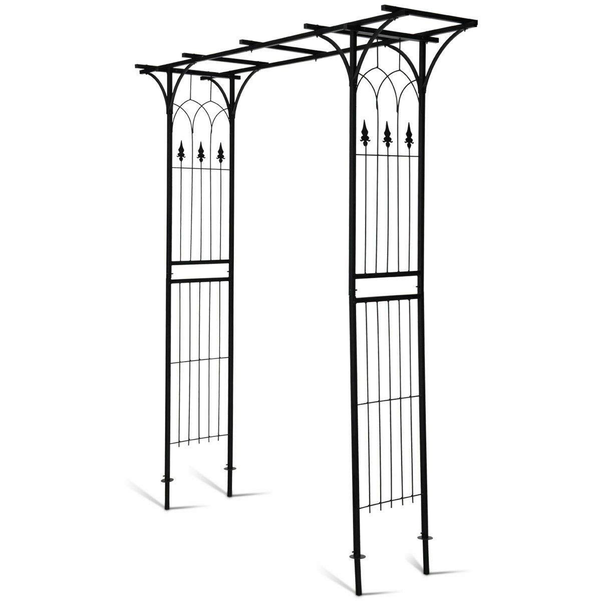 LHONE Black Metal Garden Trellis Arch - Sturdy Steel Frame Pergola Archway for Climbing Plants, Outdoor Weddings & Yard Decor | Perfect for Vine Support, Wedding Arbors & Backyard Landscaping