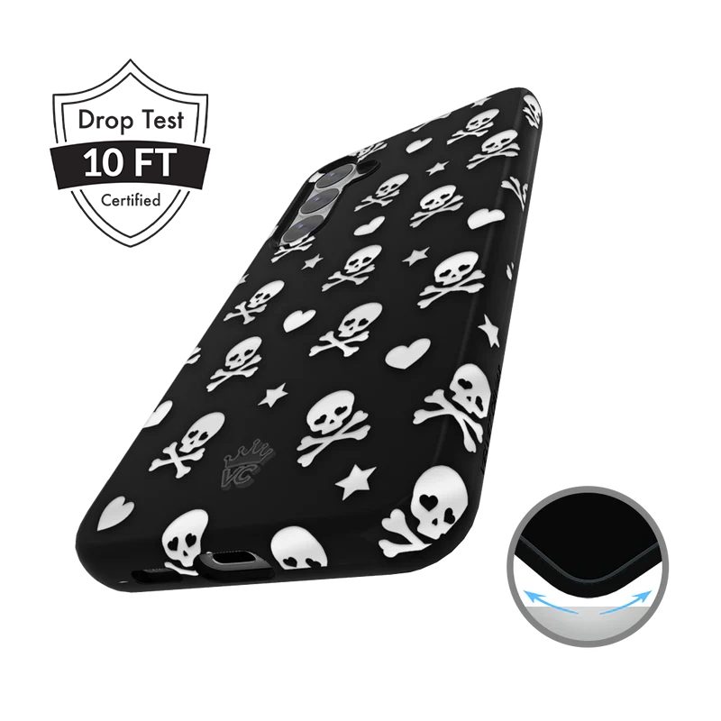 Stylish Chrome Skull Design Samsung Phone Case - Durable Protection for Galaxy S21/S20/Note 20 - Perfect for Halloween, Gothic Fashion & Motorcycle Enthusiasts