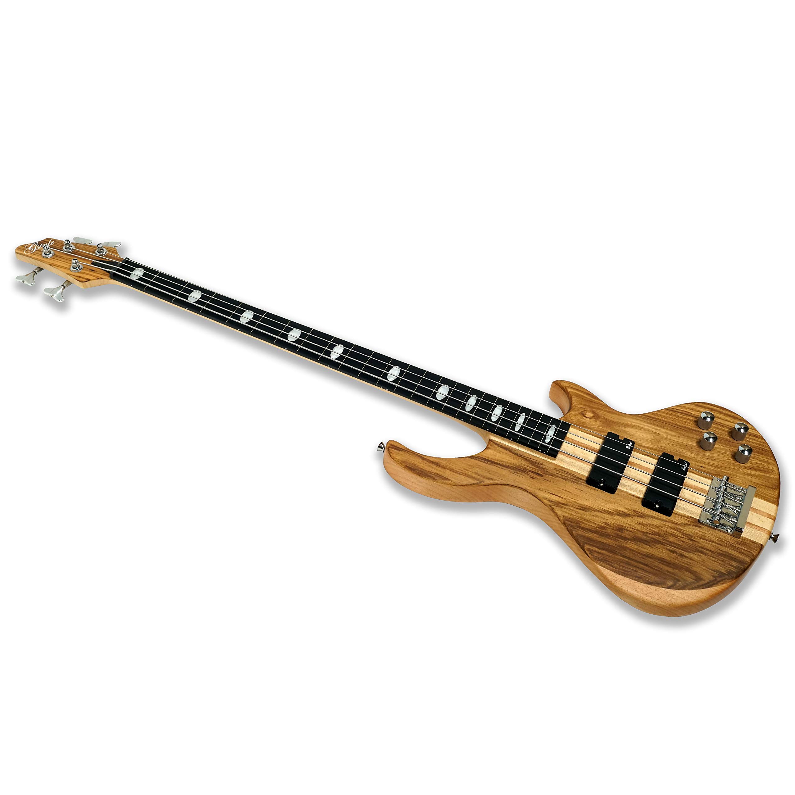 4 String Fretless Electric Bass Guitar - Millettia Laurentii & Okoume Body with Maple Neck - Perfect for Jazz, Blues & Studio Recording