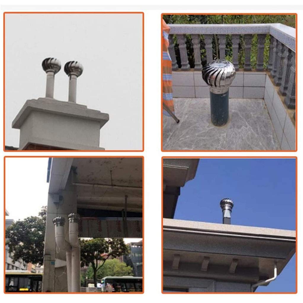 304 Stainless Steel Rotating Chimney Cowl Cap - Anti-Downdraught Spinner Ventilator Fits Most Standard 200mm Chimney Pots | Roof Ventilation & Home Heating Solution