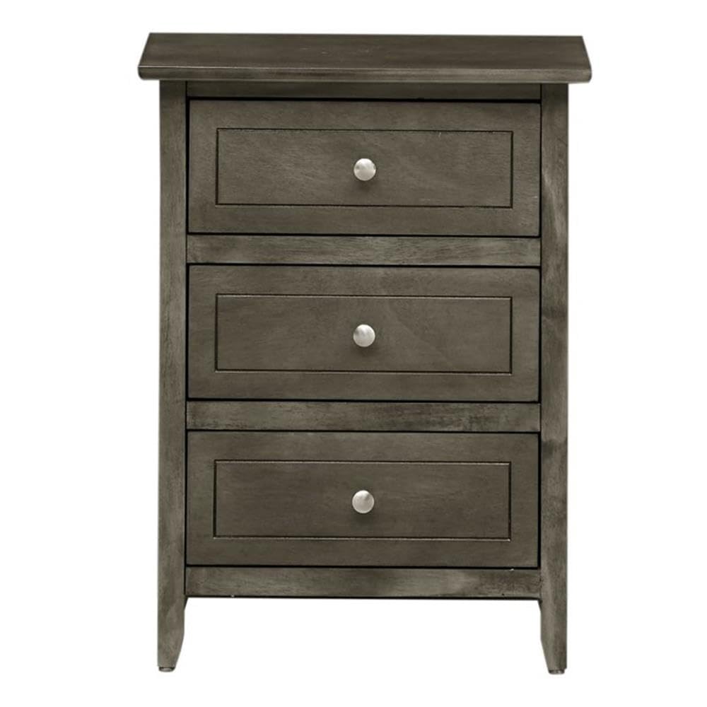 Glory Furniture Daniel 3-Drawer Nightstand in Gray - Modern Bedside Table for Bedroom with Storage