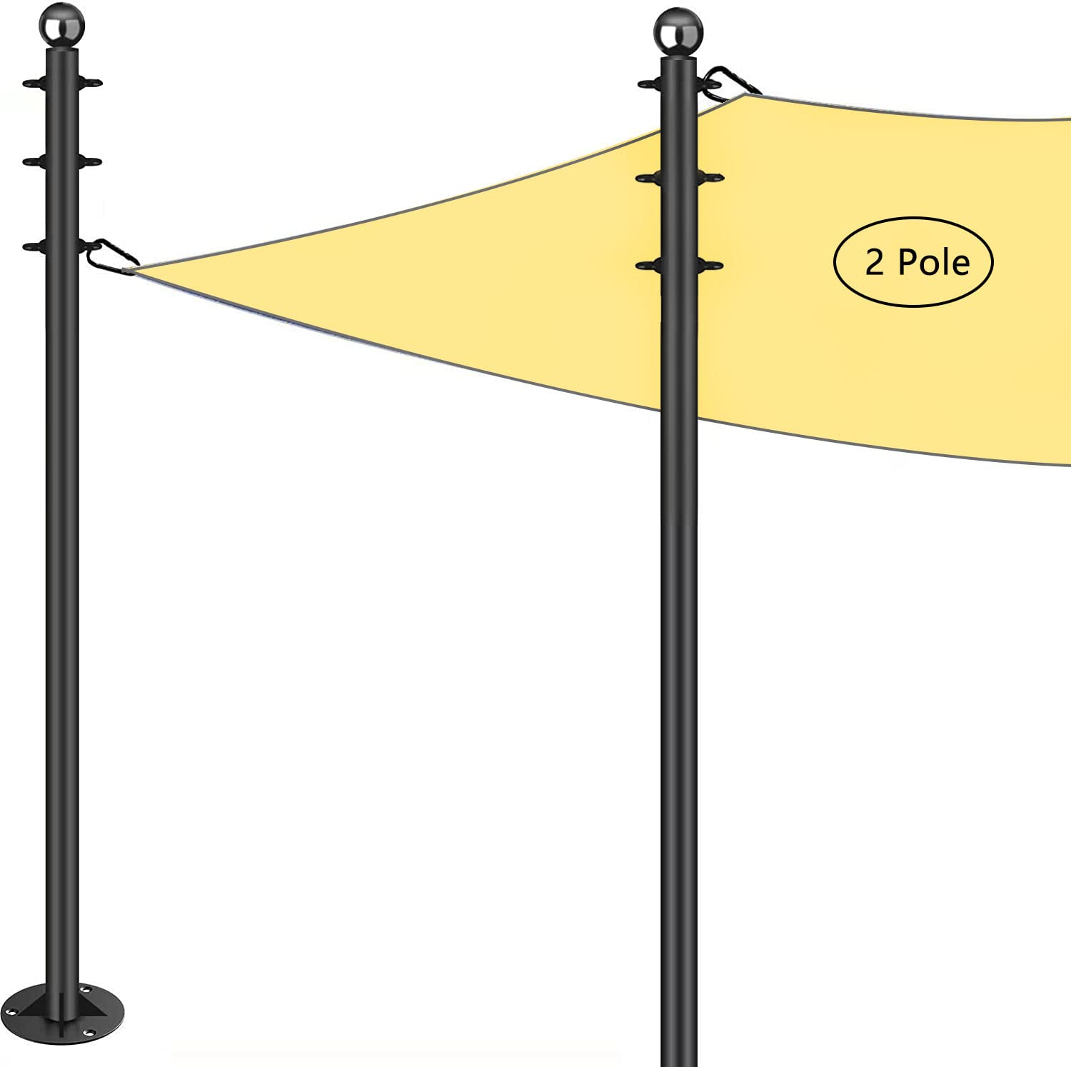 10Ft Heavy Duty Steel Shade Sail Poles Kit - Enlarged Diameter for Sun Shade Sails, Awnings & Canopies | Outdoor String Light Pole Posts for Deck, Patio, Backyard & Wedding Decor (2 Pack)